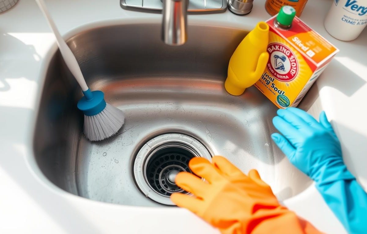 how to clean kitchen sink drain