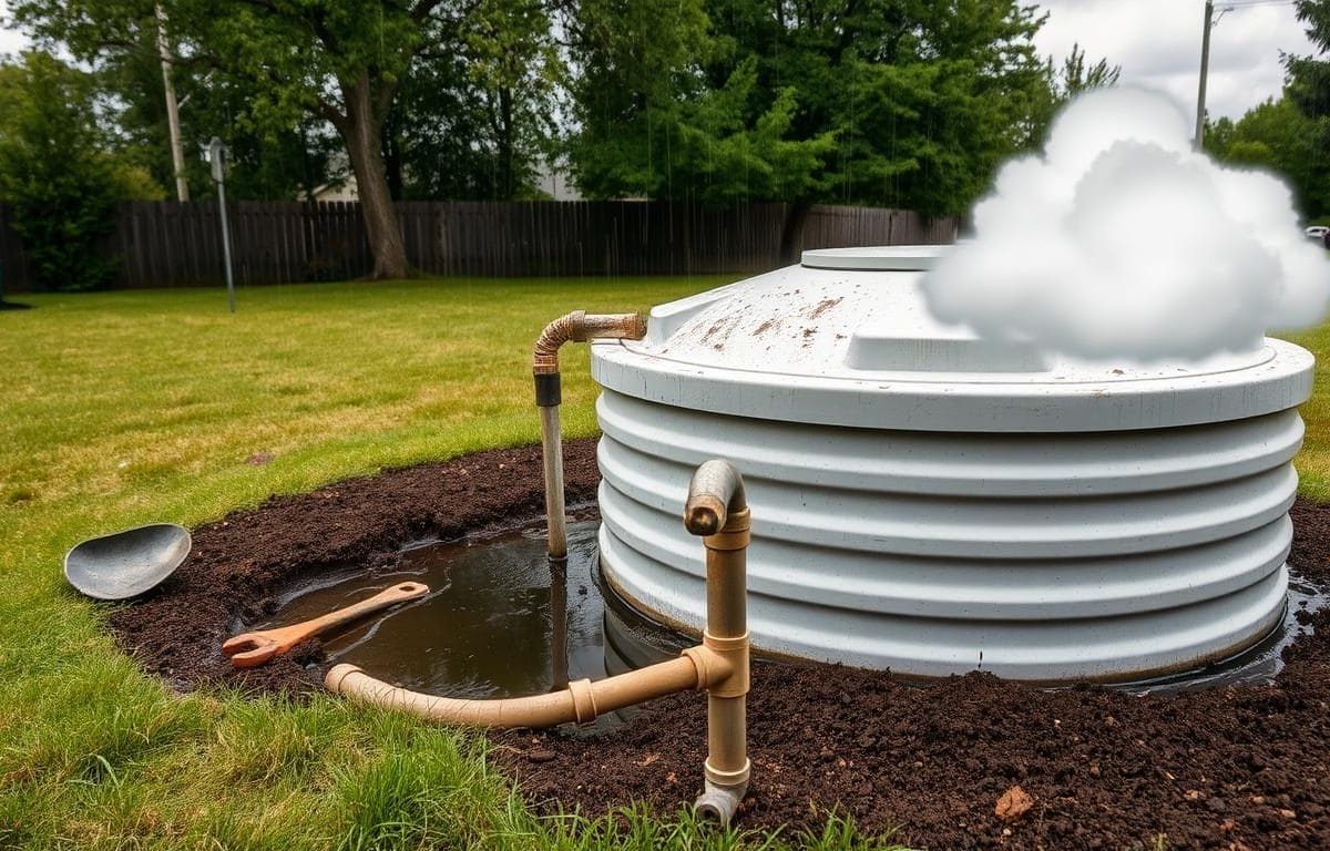 how to fix a septic tank that backs up when it rains