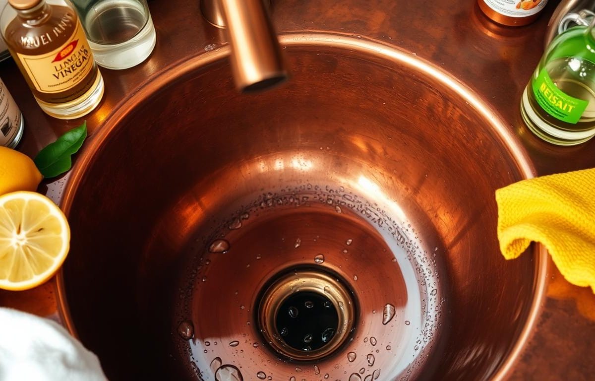 Cleaning and maintaining a copper sink