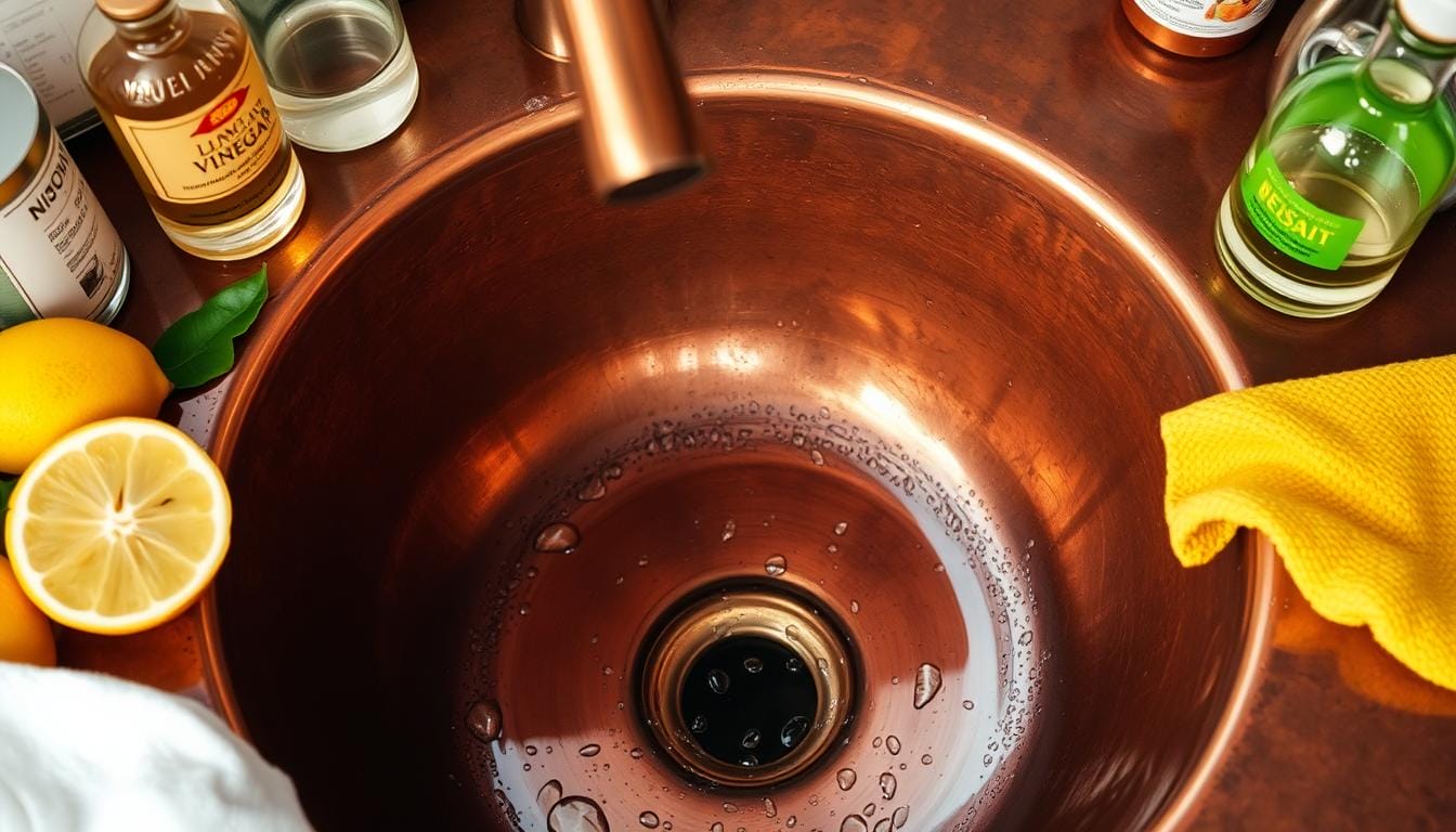Cleaning and maintaining a copper sink