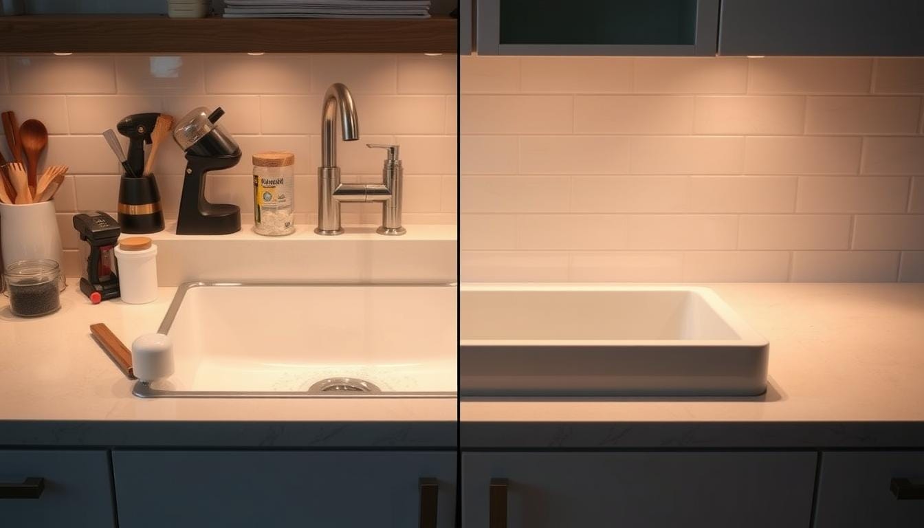 Replacing a vessel sink with a drop-in sink