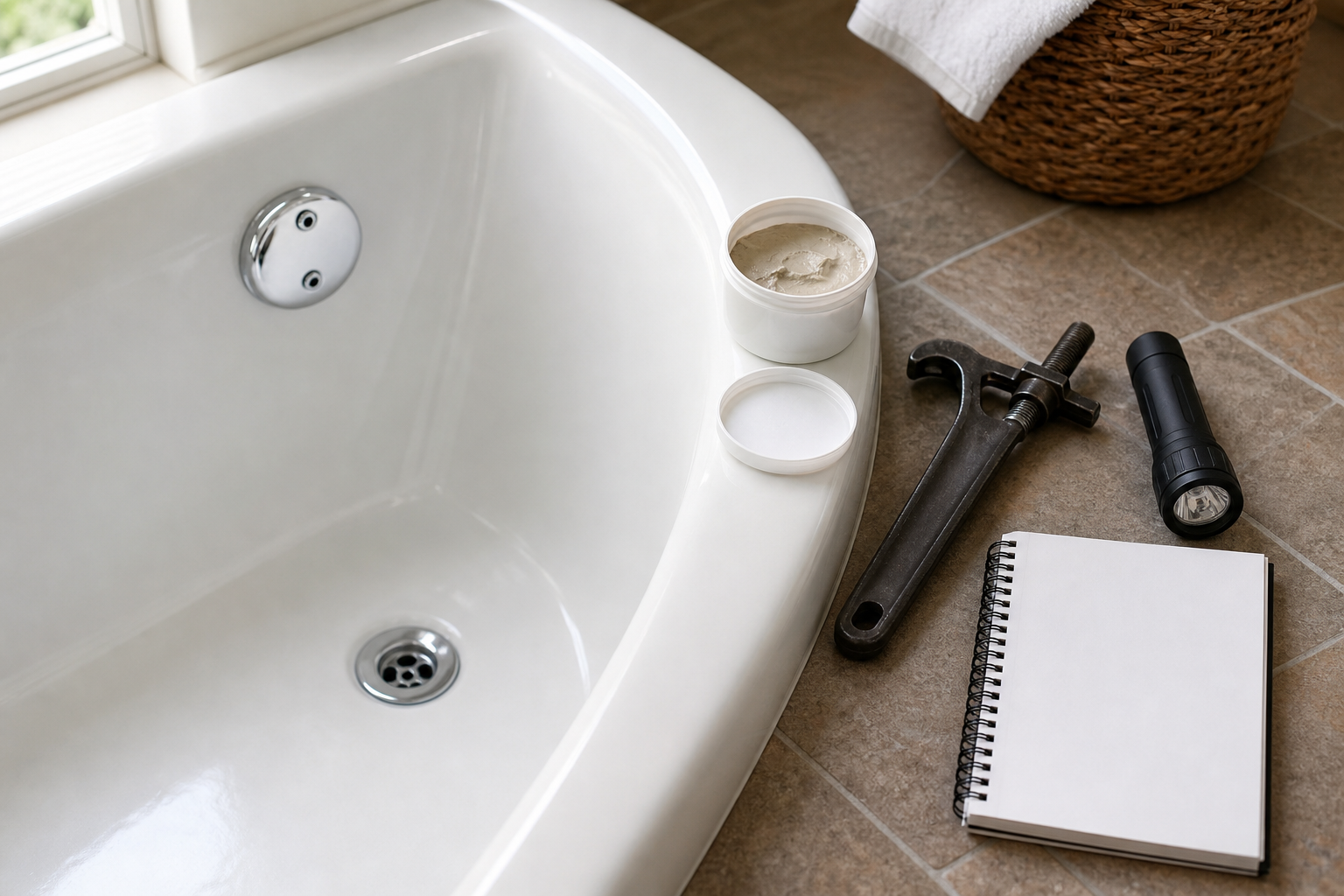 Plumbing scene for Bathtub Drain Replacement: Planning Checks Before Work