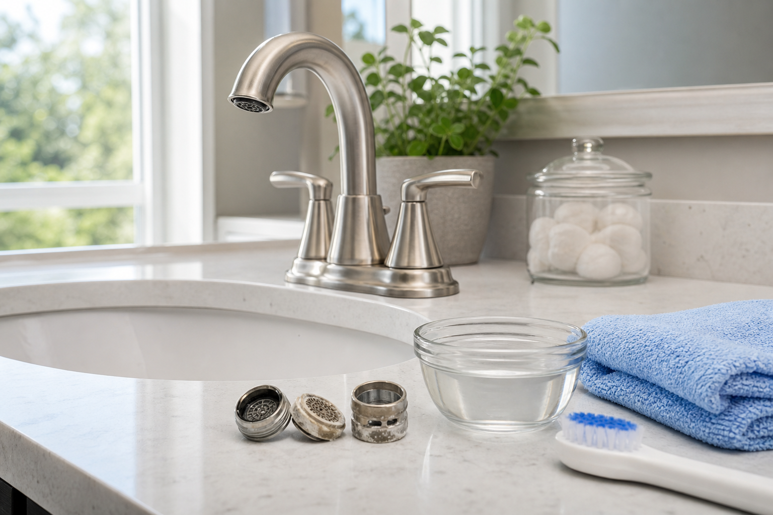 Plumbing scene for Bathroom Faucets for Hard Water: Finish, Aerator, and Maintenance Checks