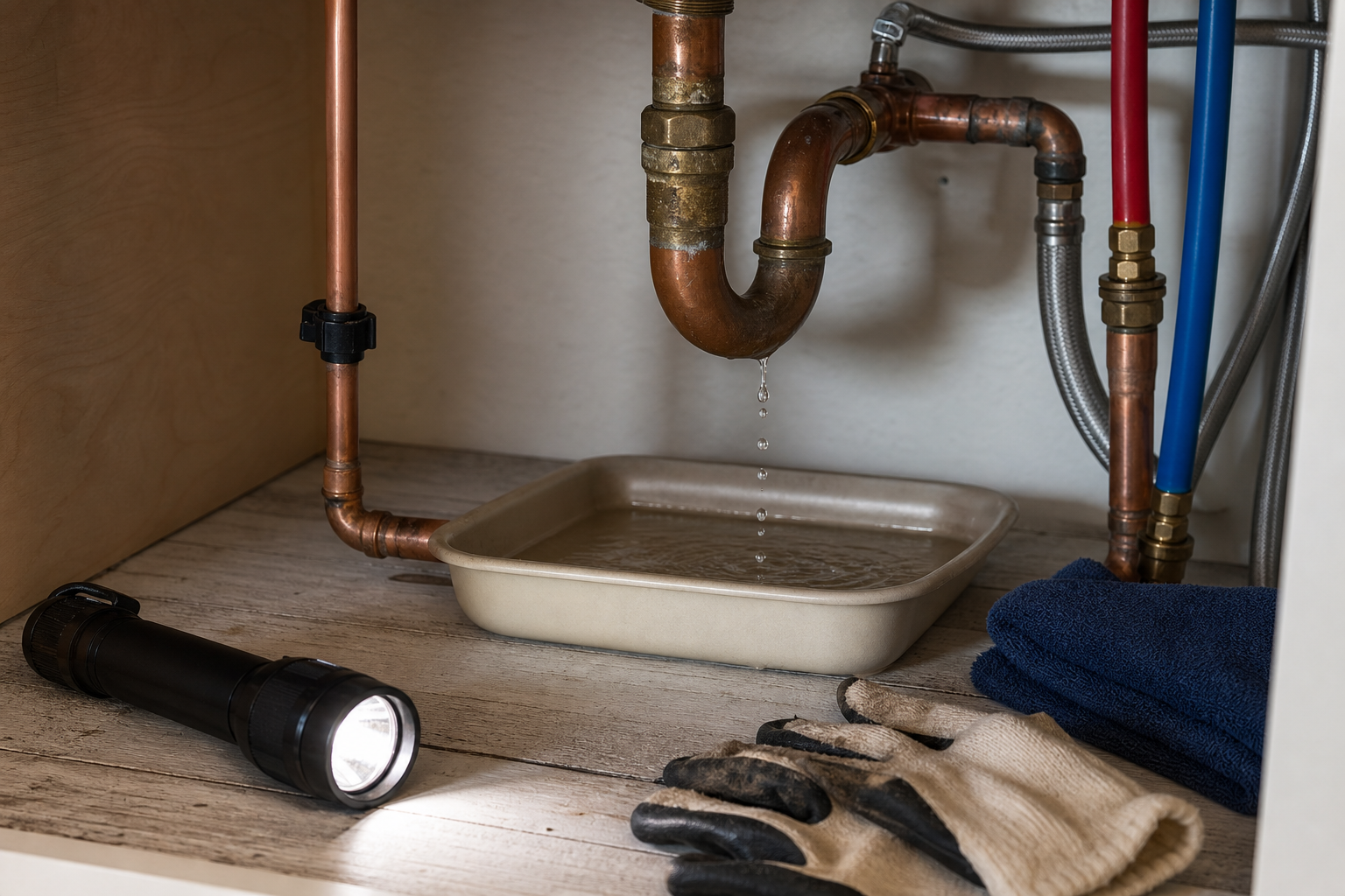 Plumbing scene for Can Leaky Pipes Cause Major Damage? Warning Signs to Track