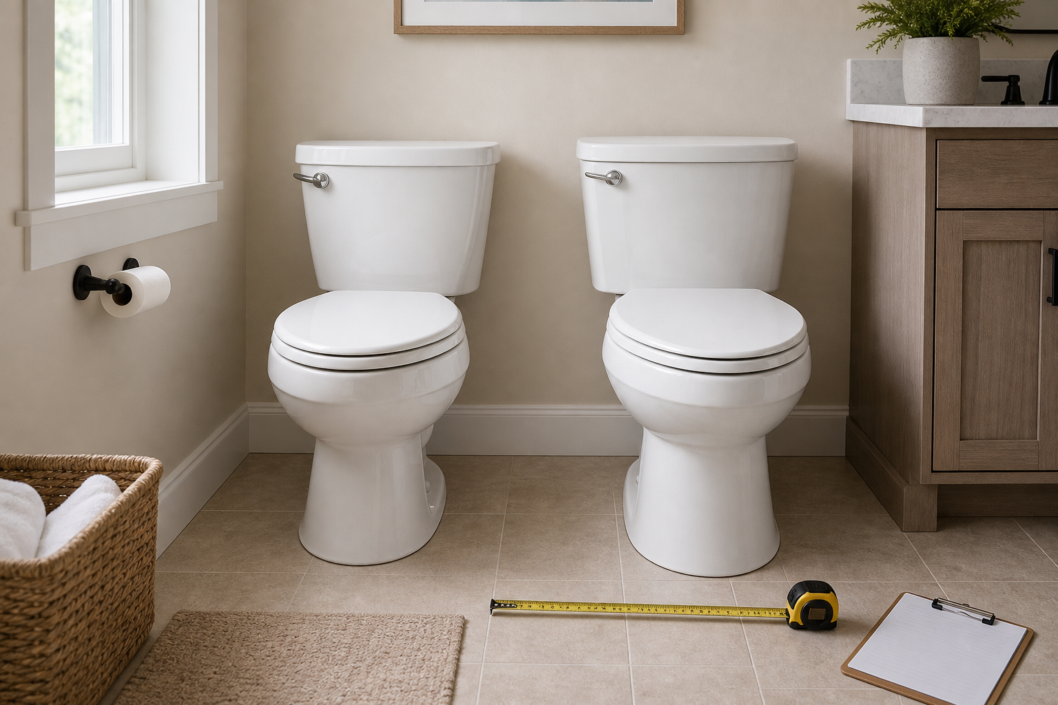 Plumbing scene for Round vs Elongated Toilets: Fit, Comfort, and Buying Checks