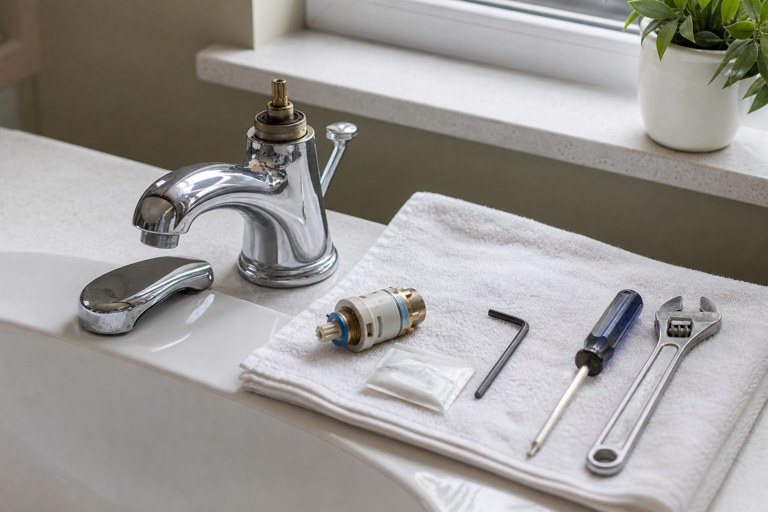 Plumbing scene for Common Faucet Cartridge Problems: Symptoms Before Replacement