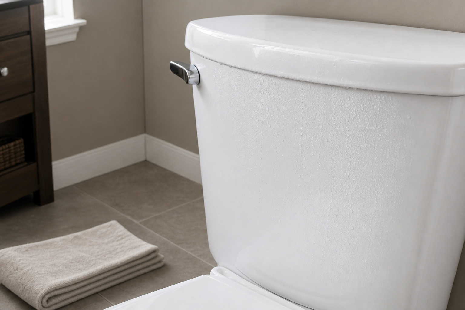 Plumbing scene for Toilet Tank Condensation: Causes, Prevention, and When It Is a Leak
