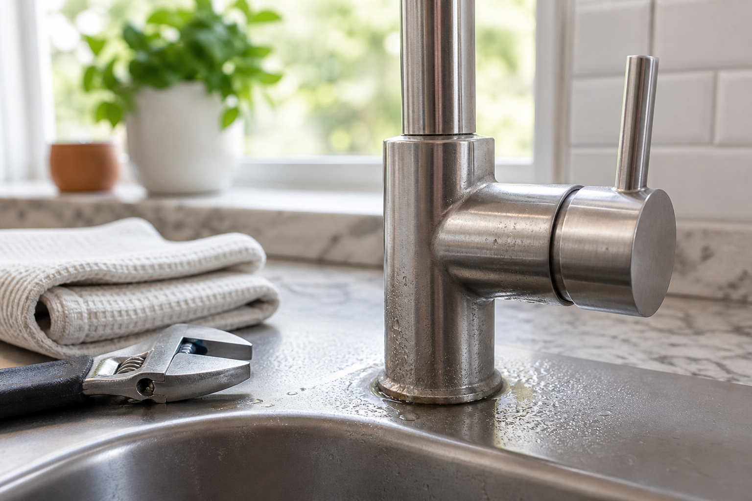 Plumbing scene for Faucet Leaking From the Base of the Spout: What to Check First