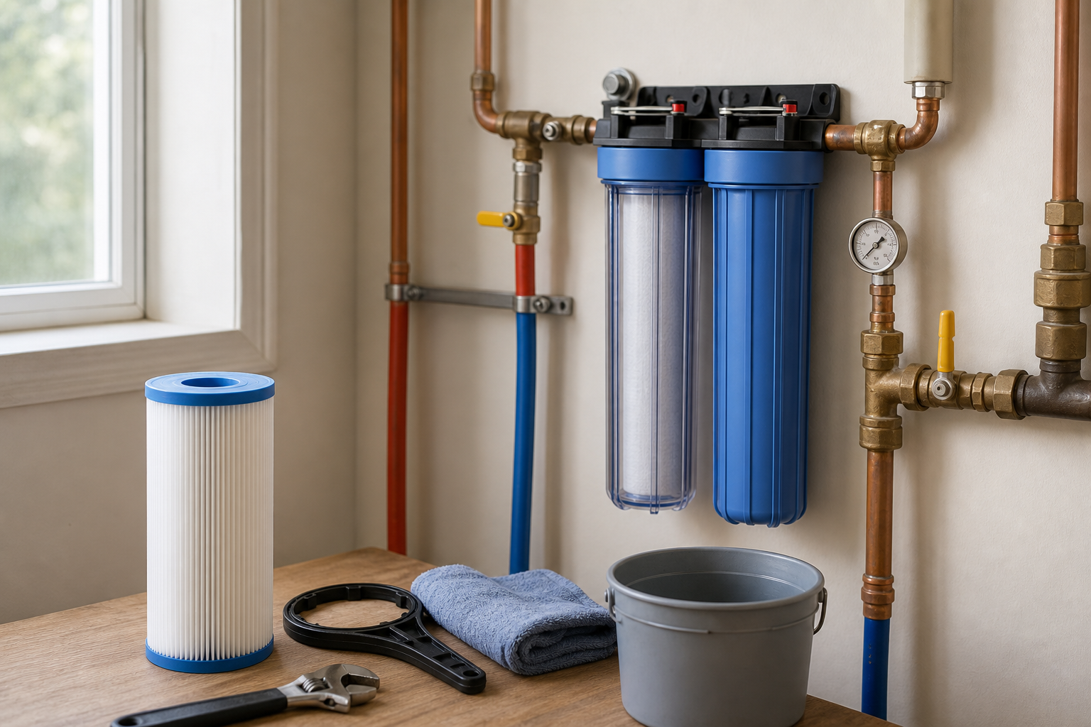Plumbing scene for Whole-Home Filter Replacement Schedule: What to Check First