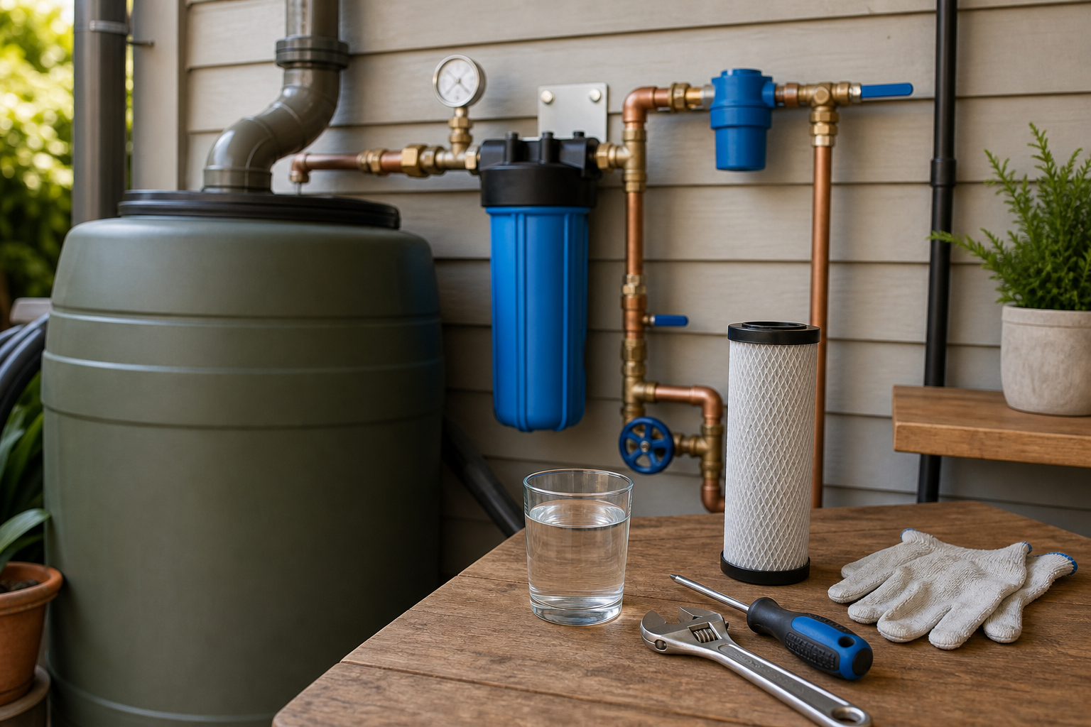 Plumbing scene for Filtering Rainwater: Treatment Planning Before Household Use