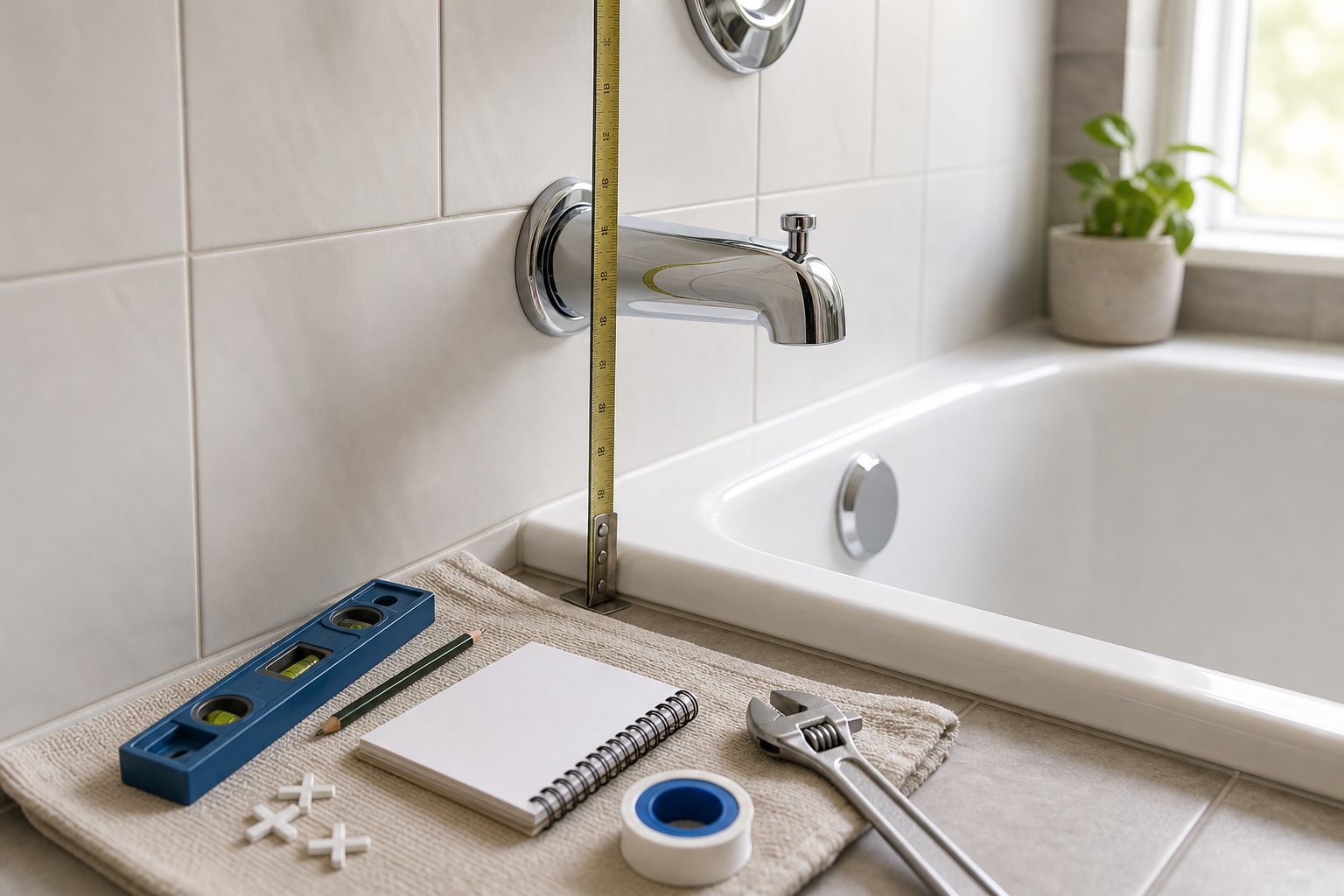 Plumbing scene for How High Should a Tub Spout Be? Measurement and Remodel Planning