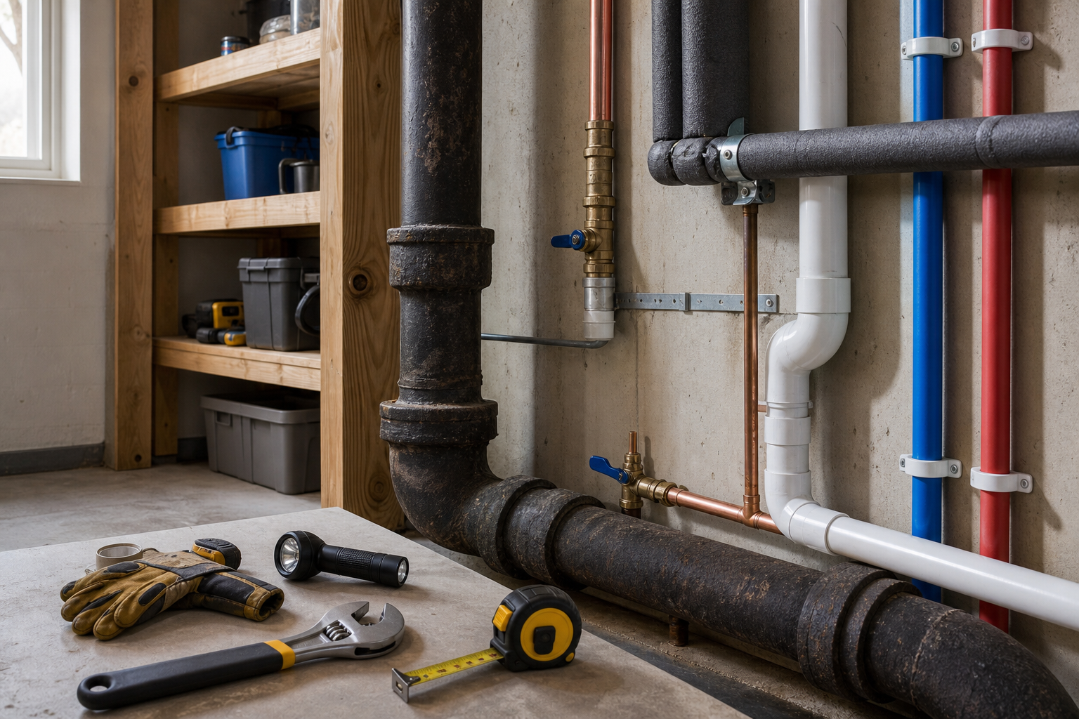 Plumbing scene for How Long Cast Iron Pipes Last: Condition Clues and Replacement Planning