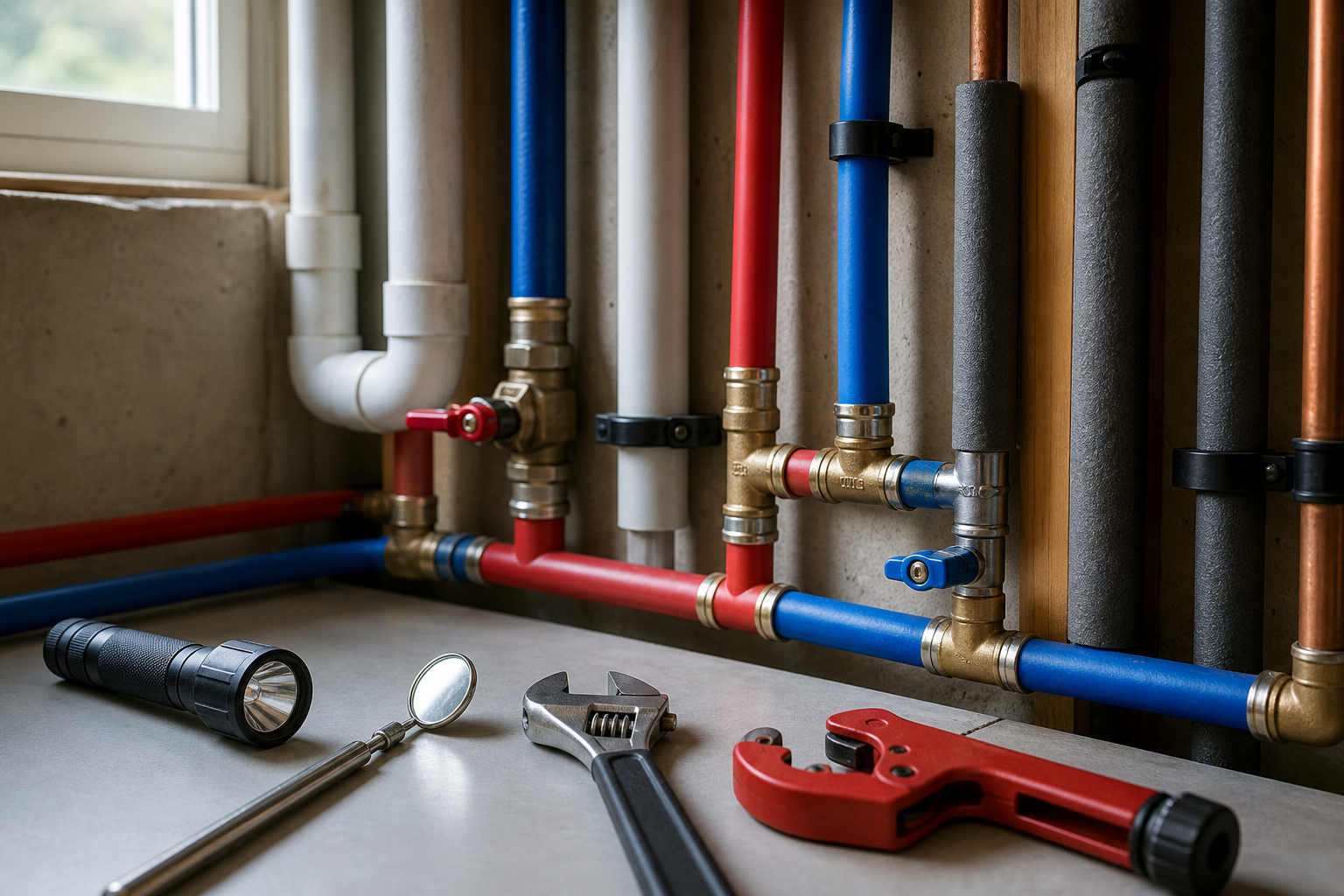 Plumbing scene for How Long Do PEX Connections Last? Fitting and Inspection Clues
