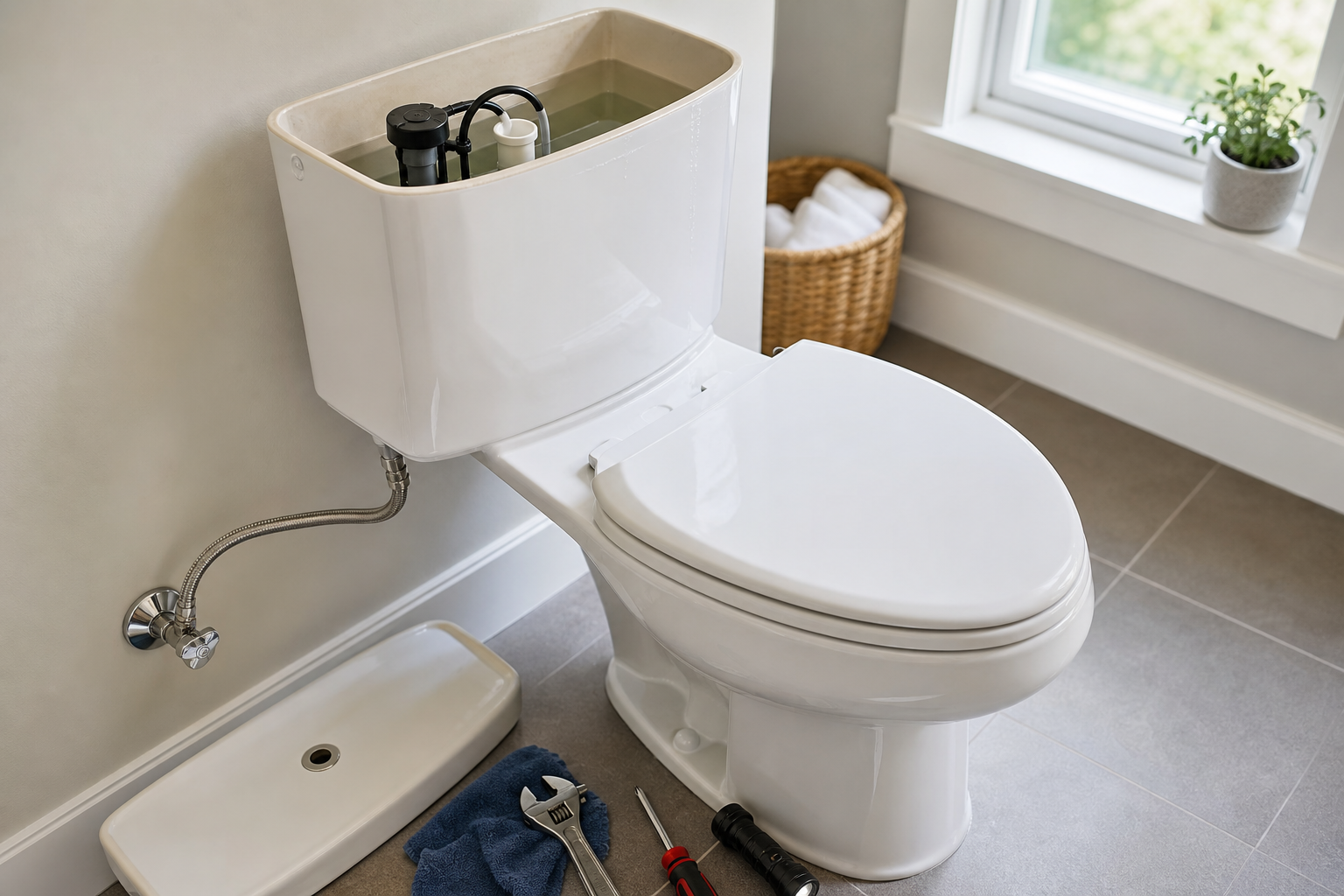 Plumbing scene for How Much Water Should Be in a Toilet Tank?