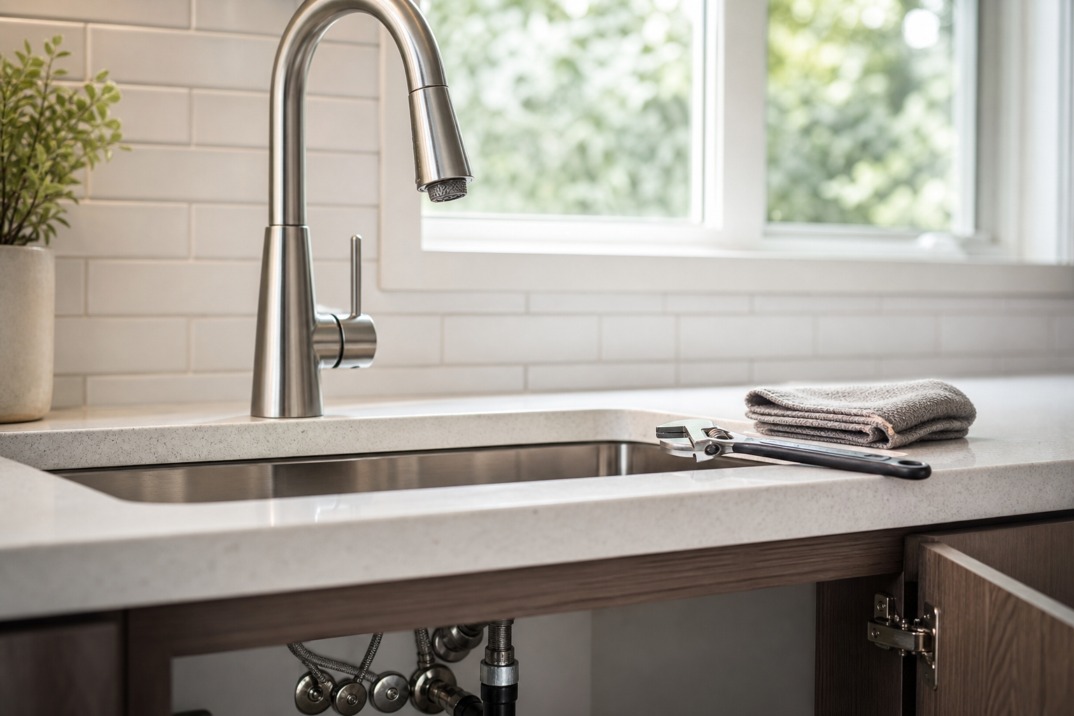 Plumbing scene for How to Adjust Faucet Water Flow Without Damaging the Fixture