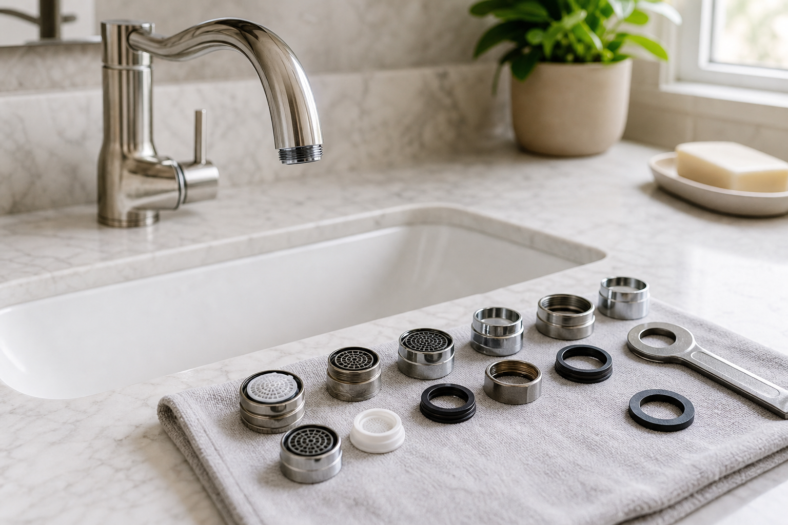 Plumbing scene for How to Choose a Faucet Aerator That Fits