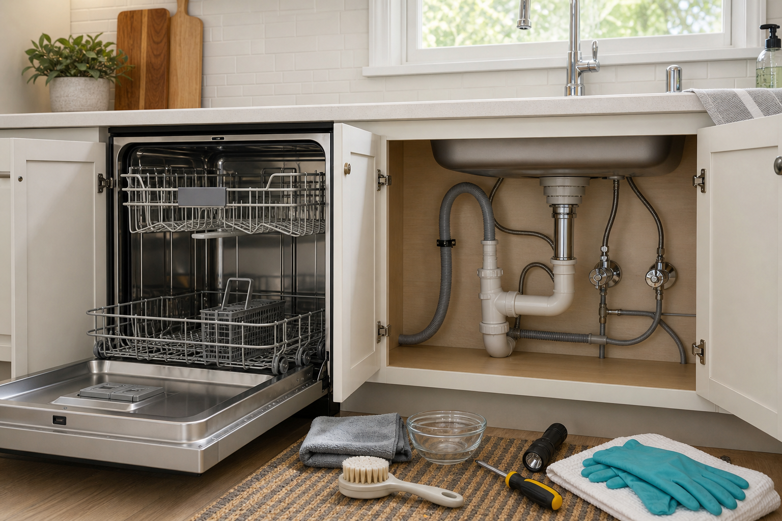 Plumbing scene for How to Clean a Bosch Dishwasher: Manual-First Maintenance Guide
