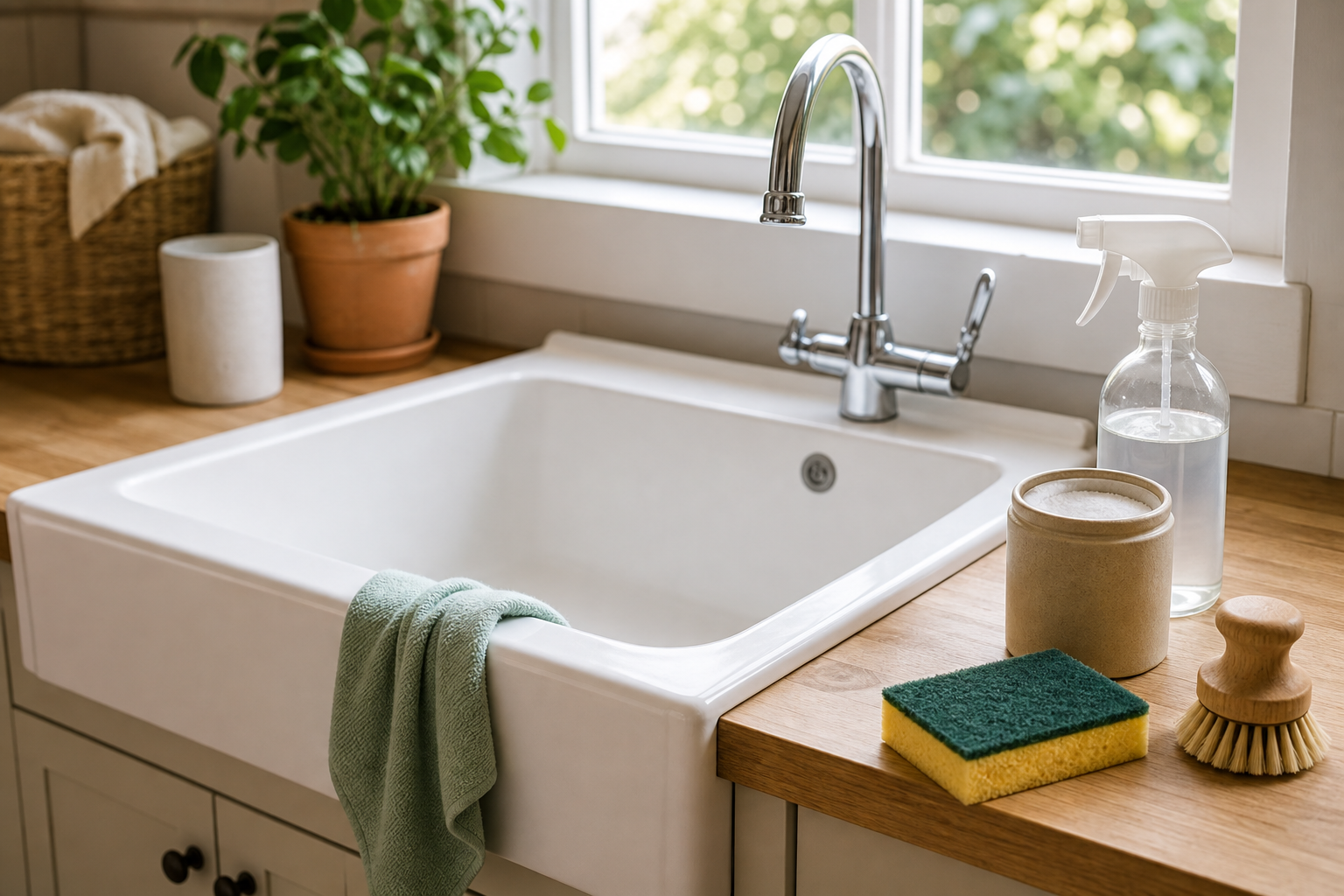 Plumbing scene for How to Clean a White Plastic Kitchen Sink
