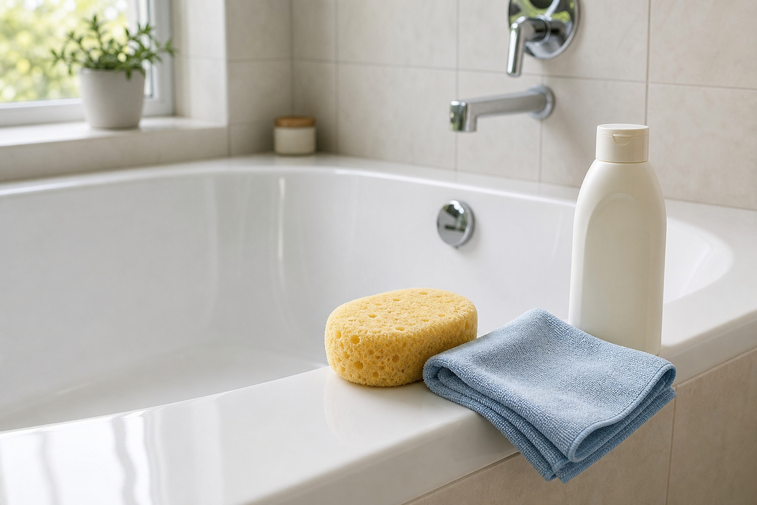 Plumbing scene for How to Clean an Acrylic Bathtub Without Scratching It