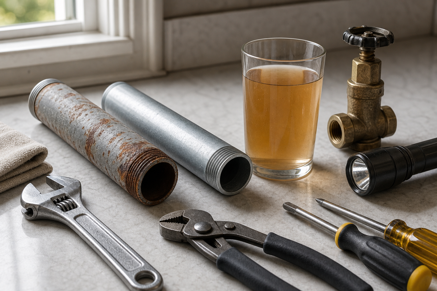 Plumbing scene for Rusty Water or Rusty Pipes: Observation Guide Before Repairs