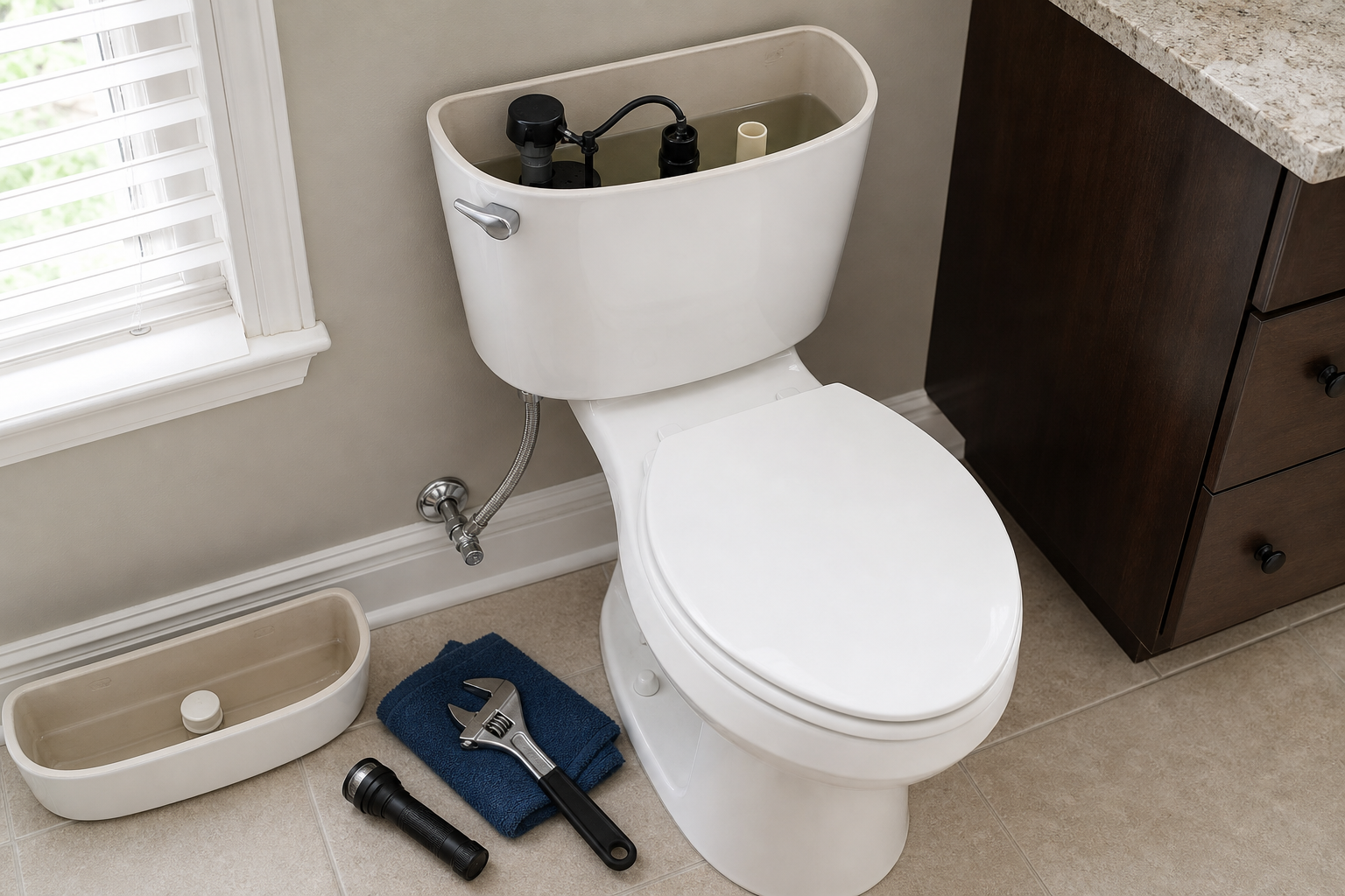 Plumbing scene for Whistling Toilet During Refill: Causes and Safe Checks