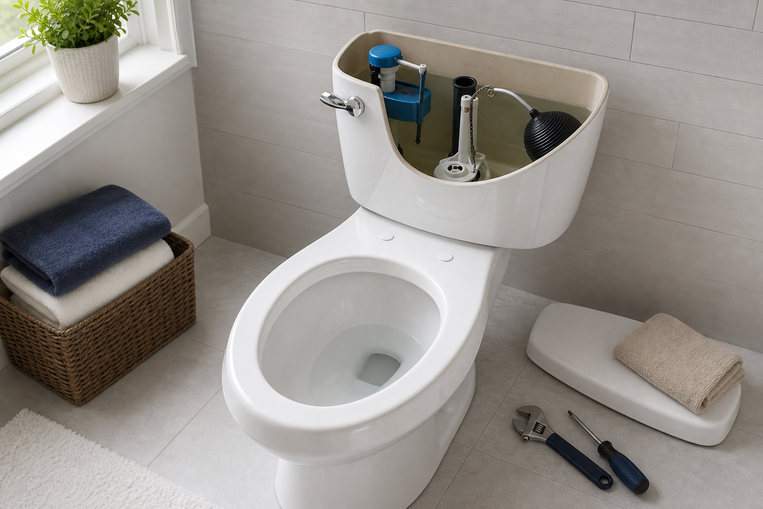 Plumbing scene for How to Lower Toilet Bowl Water Level: What Homeowners Can Check