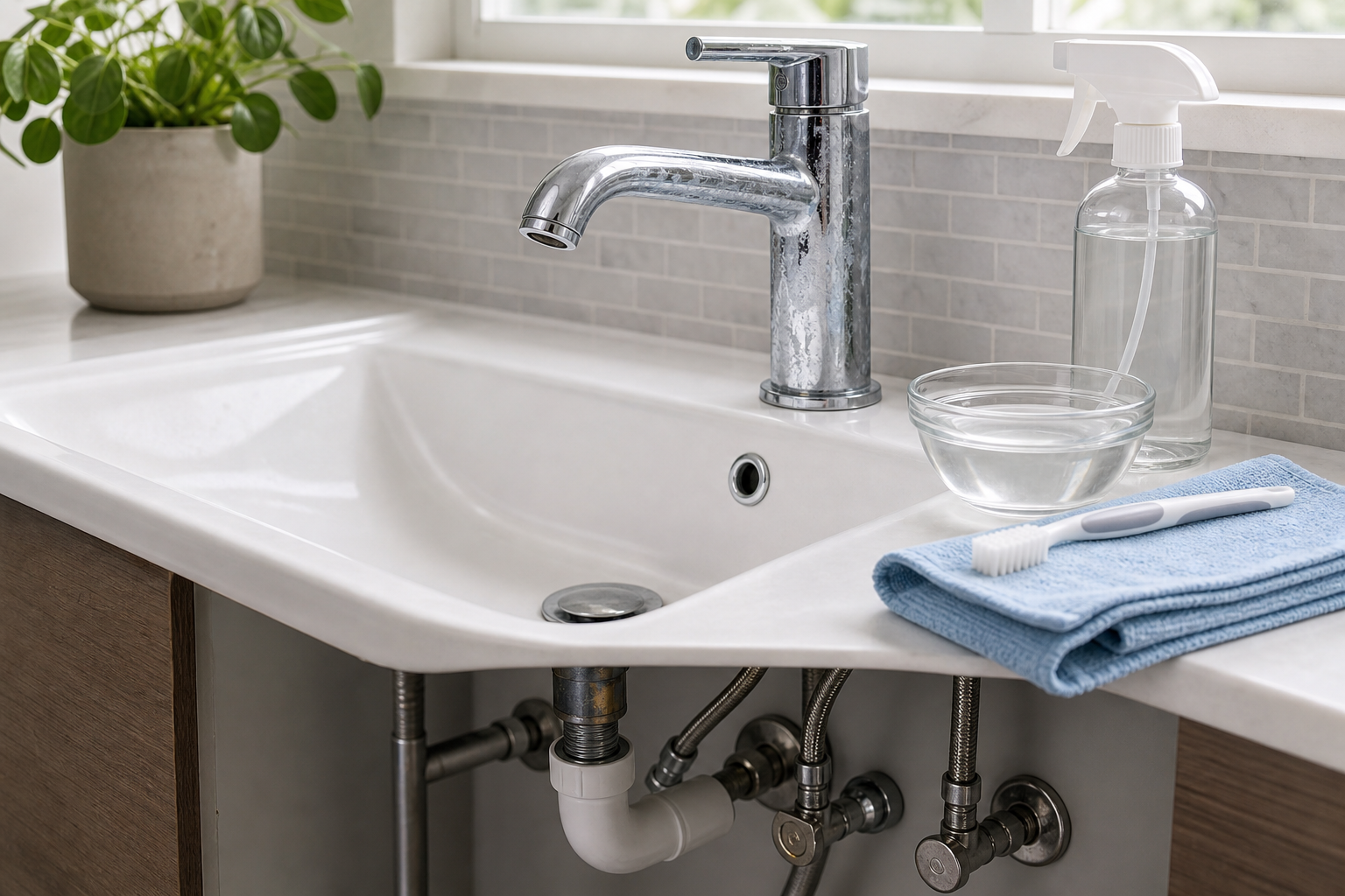 Plumbing scene for How to Prevent Calcium Buildup on Faucets