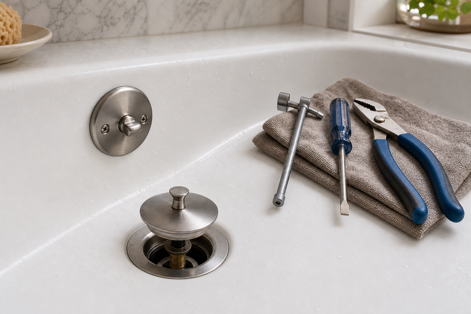 Plumbing scene for Tub Drain Stopper Types and Safe Removal Boundaries