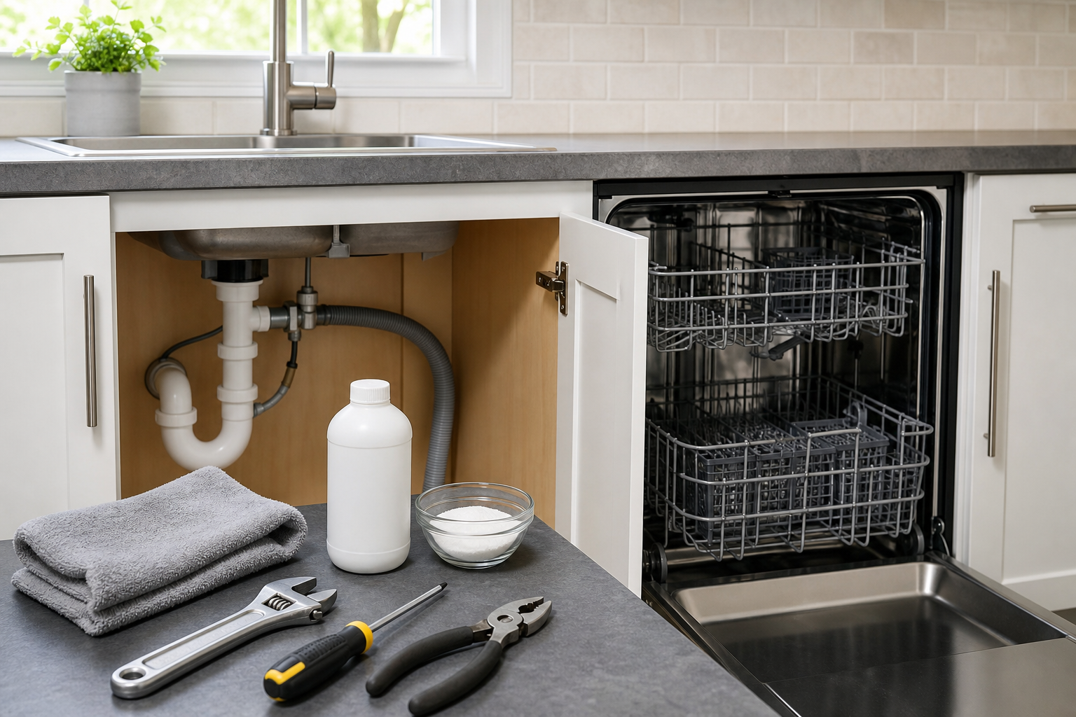 Plumbing scene for How to Remove Limescale From a Dishwasher Safely