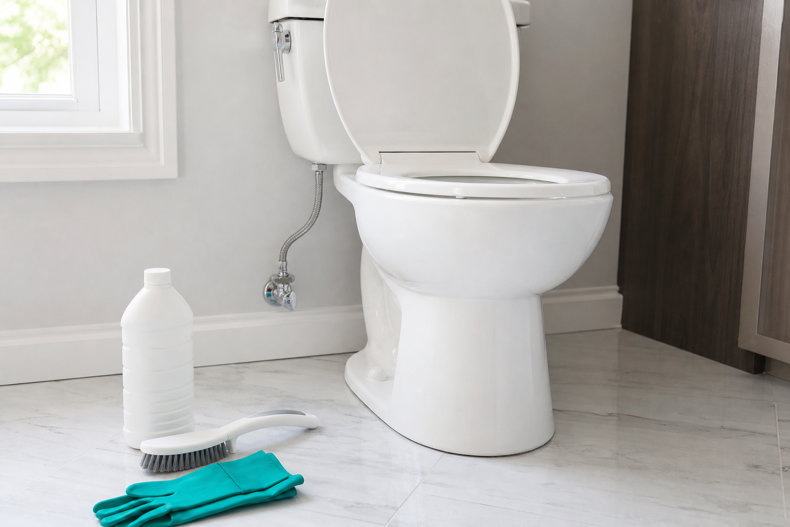 Plumbing scene for Removing Mineral Deposits From a Toilet Bowl: Cleaner-Safe Checks