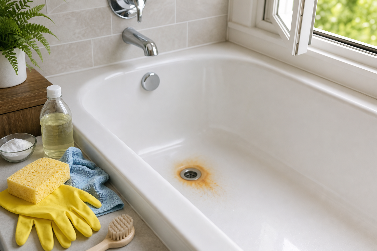 Plumbing scene for How to Remove Rust Stains From a Bathtub Safely