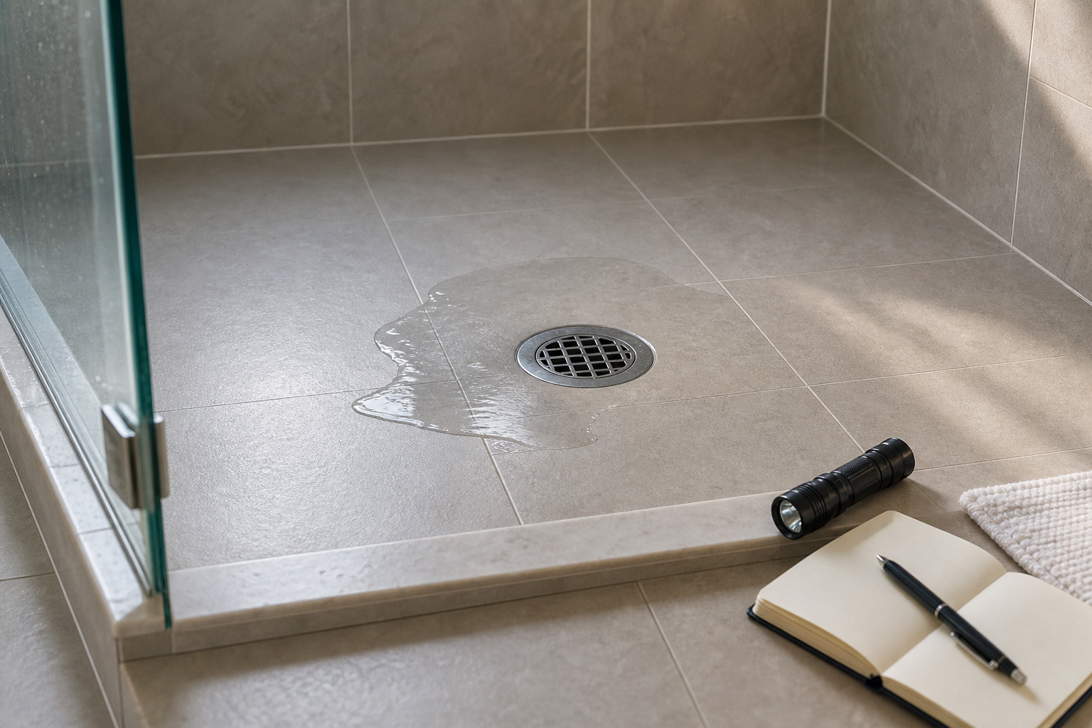 Plumbing scene for Leaking Shower Drain: What to Observe Before Repair
