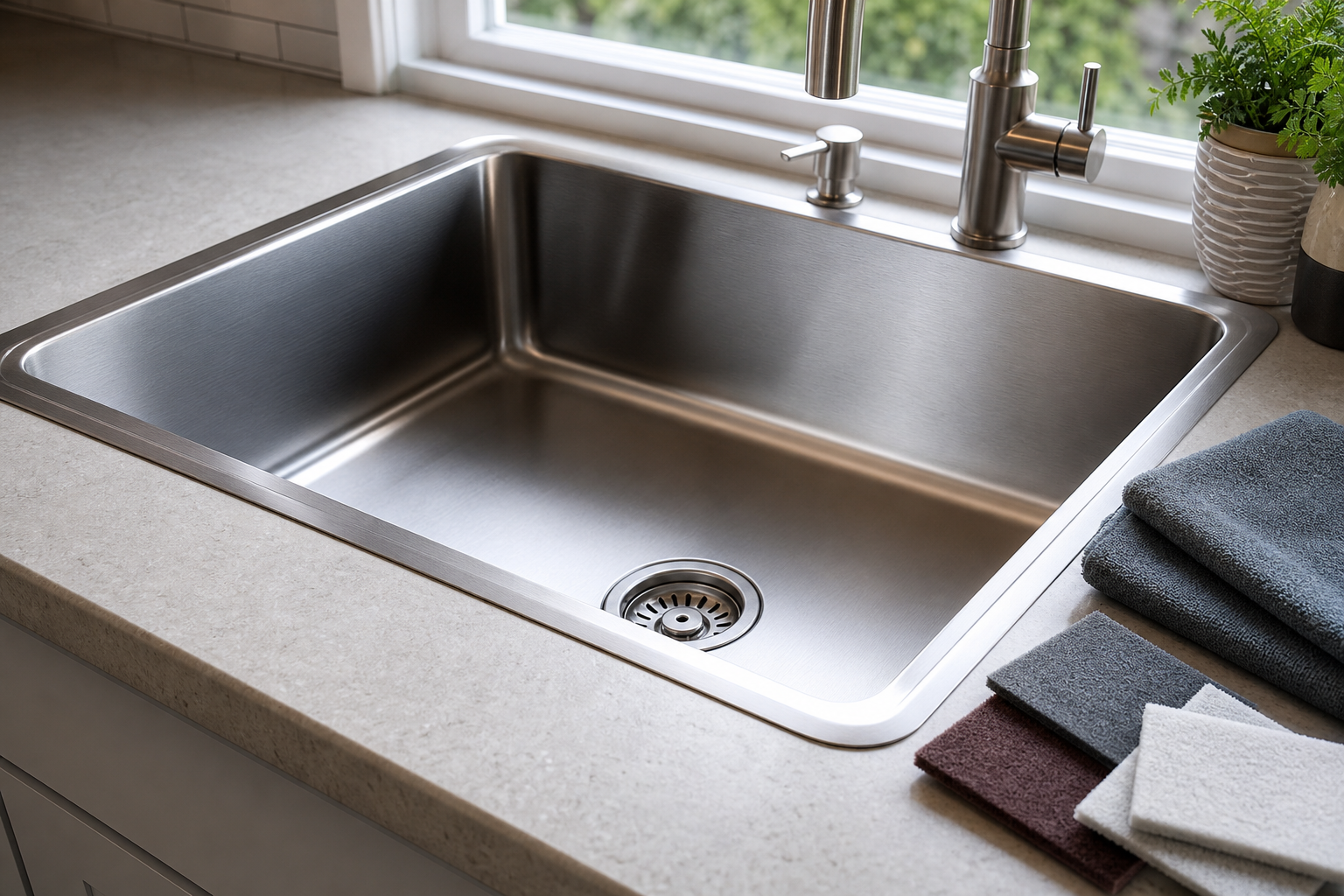 Plumbing scene for Sanding or Polishing a Stainless Steel Sink: Finish-Safe Planning