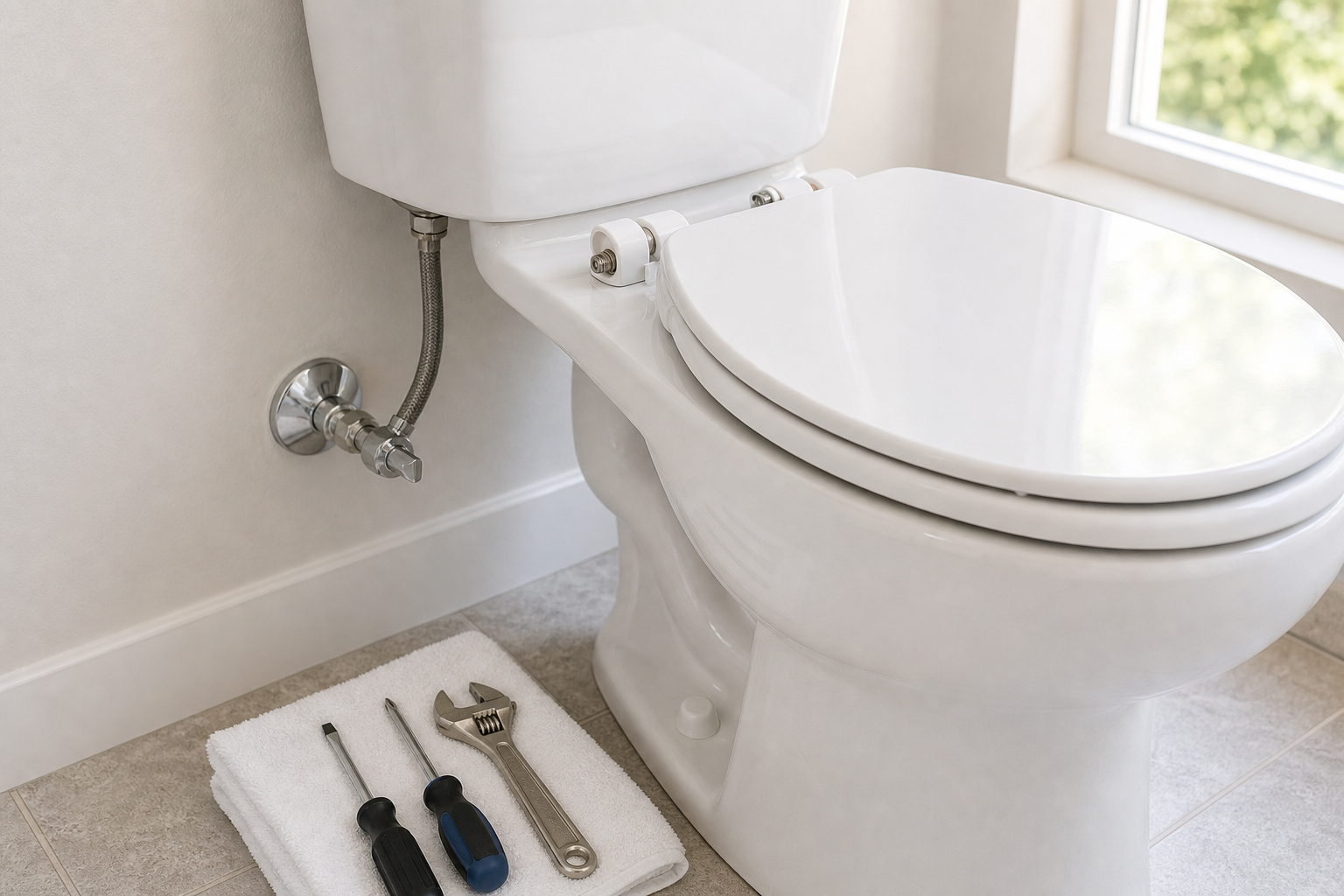 Plumbing scene for How to Tighten a Loose Toilet Seat Safely