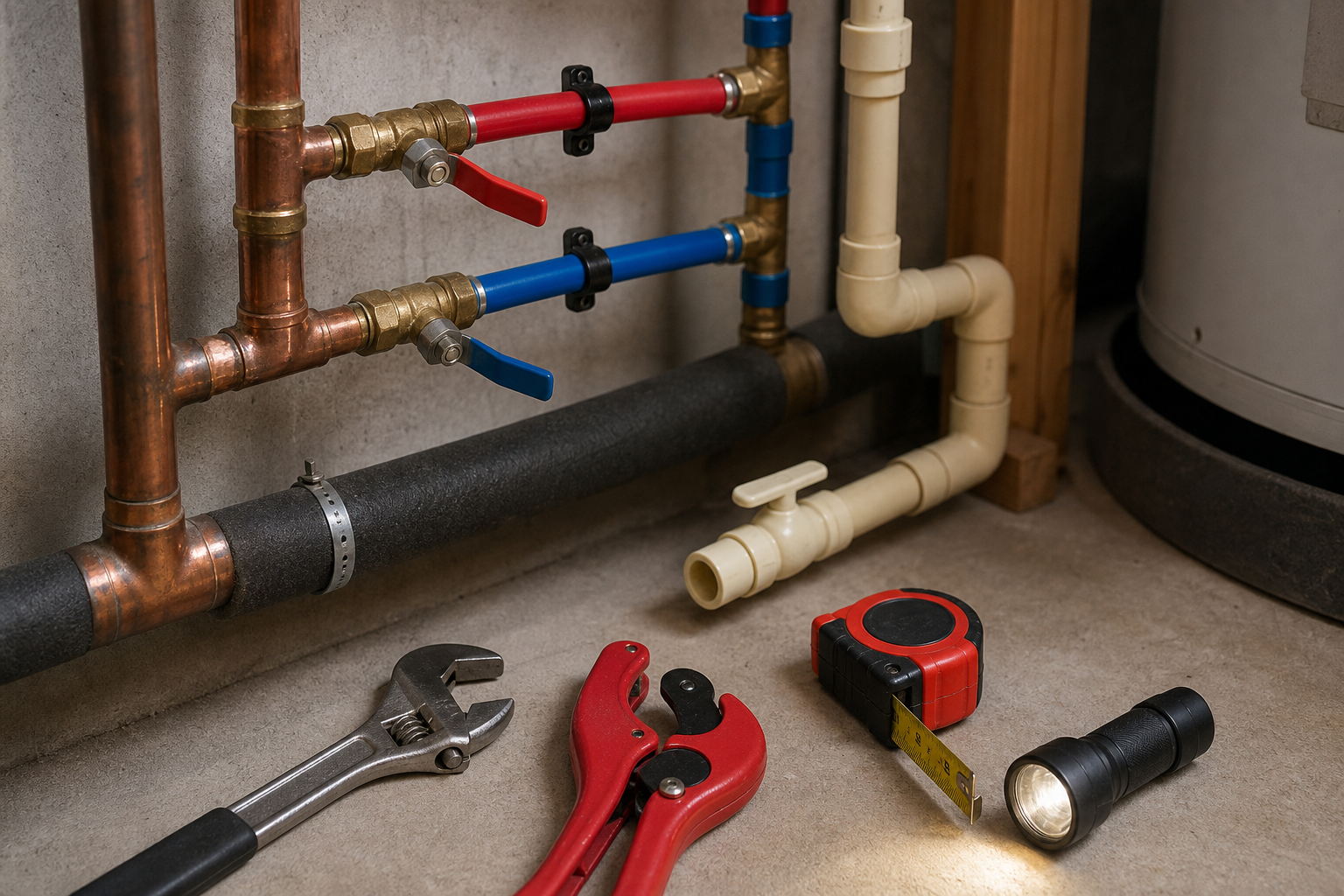 Plumbing scene for PEX vs CPVC Cost Comparison: Planning Factors for Homeowners