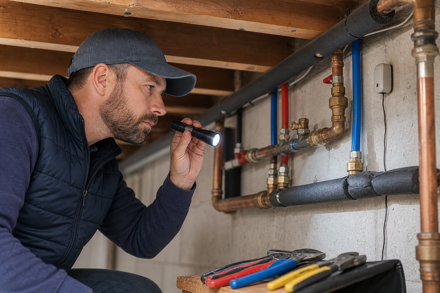Plumbing scene for Pipe Freeze Alarms: What They Do and Where to Place Them