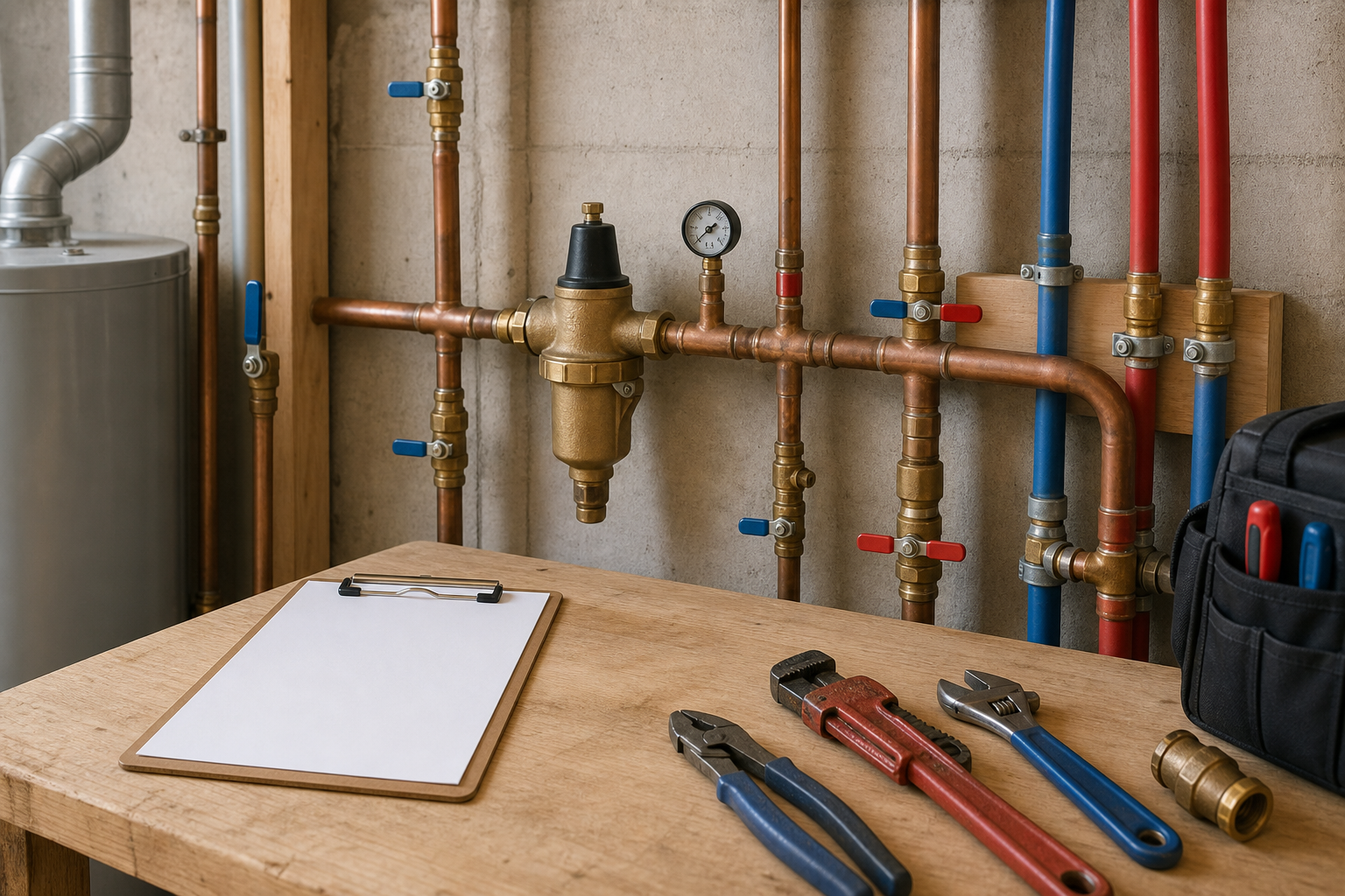 Plumbing scene for Plumbing Codes Homeowners Should Know: Permits, Safety, and Scope