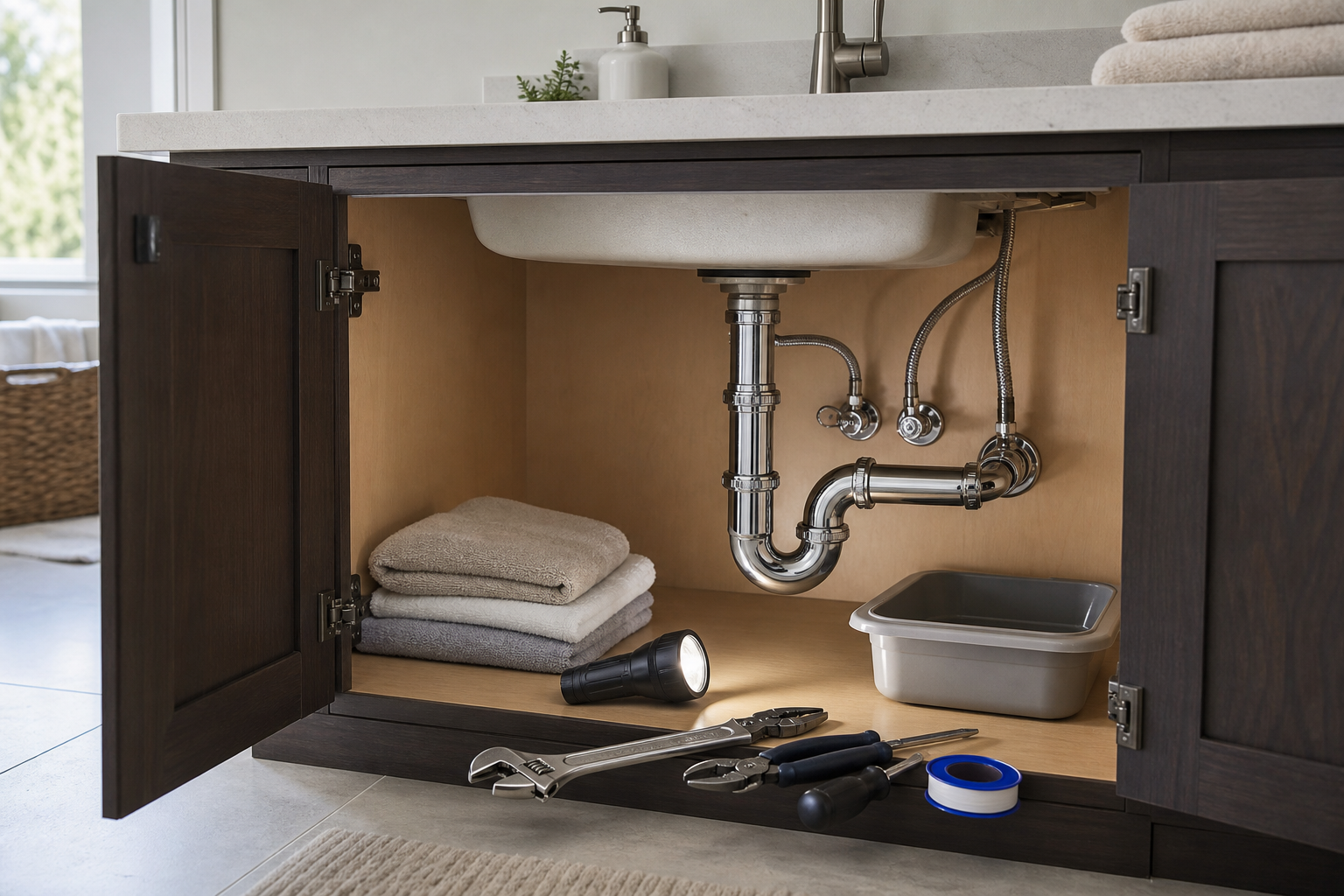 Plumbing scene for Plumbing Maintenance Tips: Safe Homeowner Checks by Area