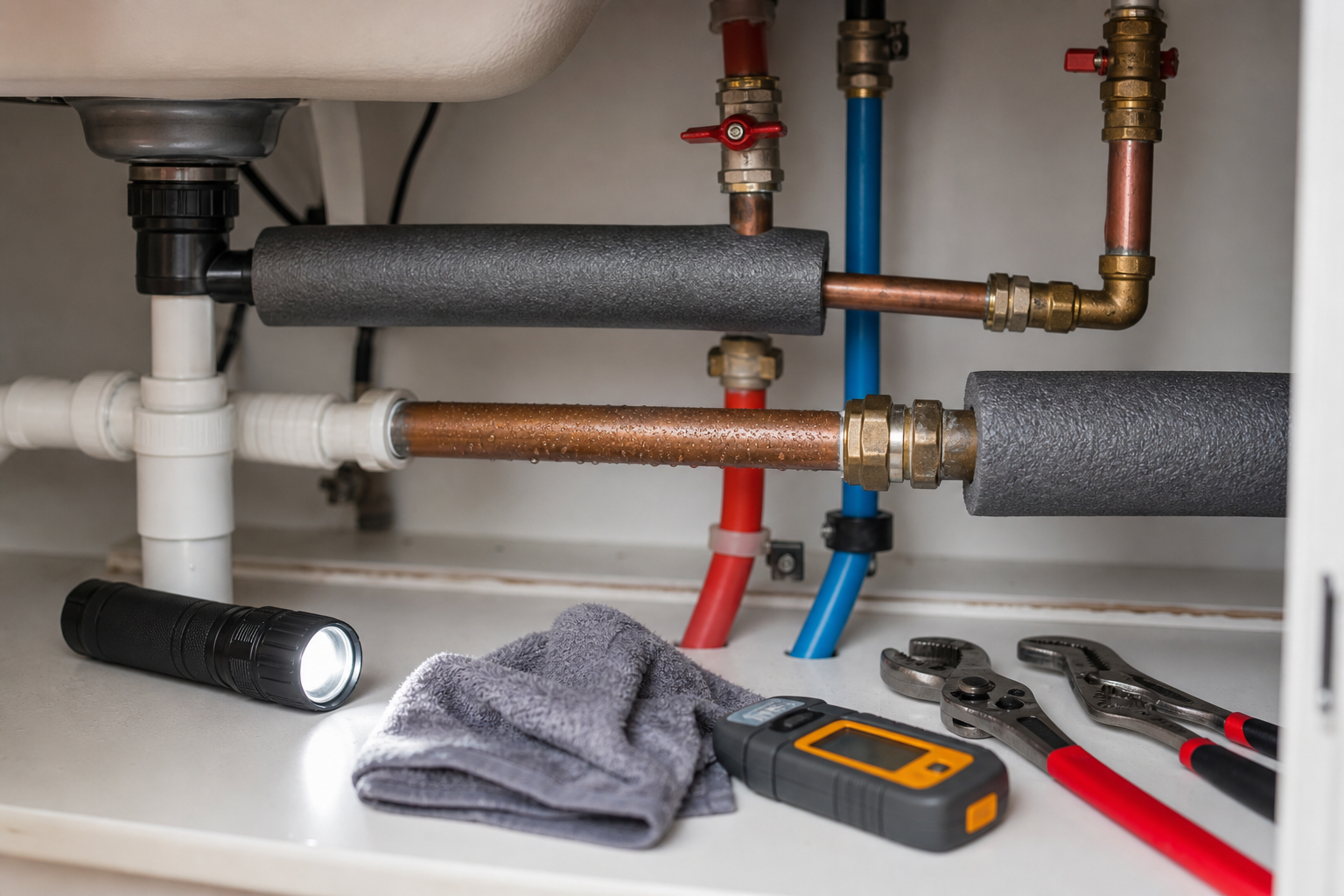 Plumbing scene for Pipe Condensation in Humid Homes: What to Check Before It Looks Like a Leak