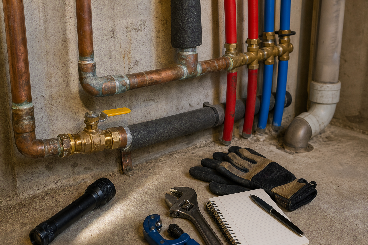 Plumbing scene for Pipe Corrosion Warning Signs and Prevention Planning