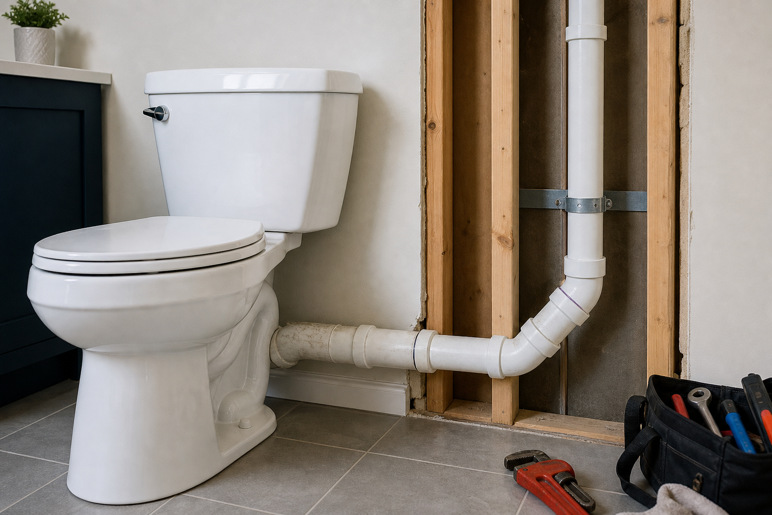 Plumbing scene for What a Toilet Vent Pipe Does and When Gurgling Is a Warning