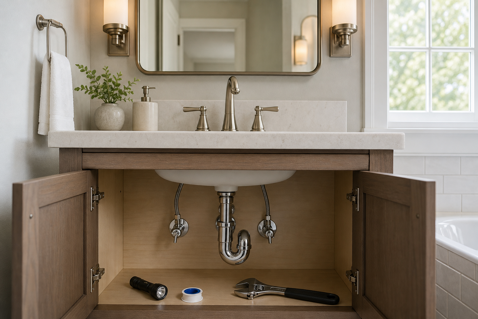 Plumbing scene for Should Bathroom Faucets Match Light Fixtures? Practical Design and Finish Checks