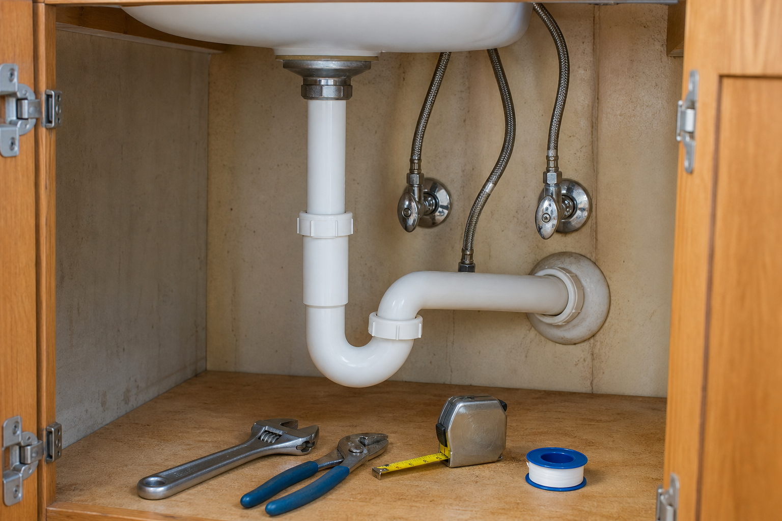 Plumbing scene for P-Trap and Sink Drain Height: What Homeowners Should Know