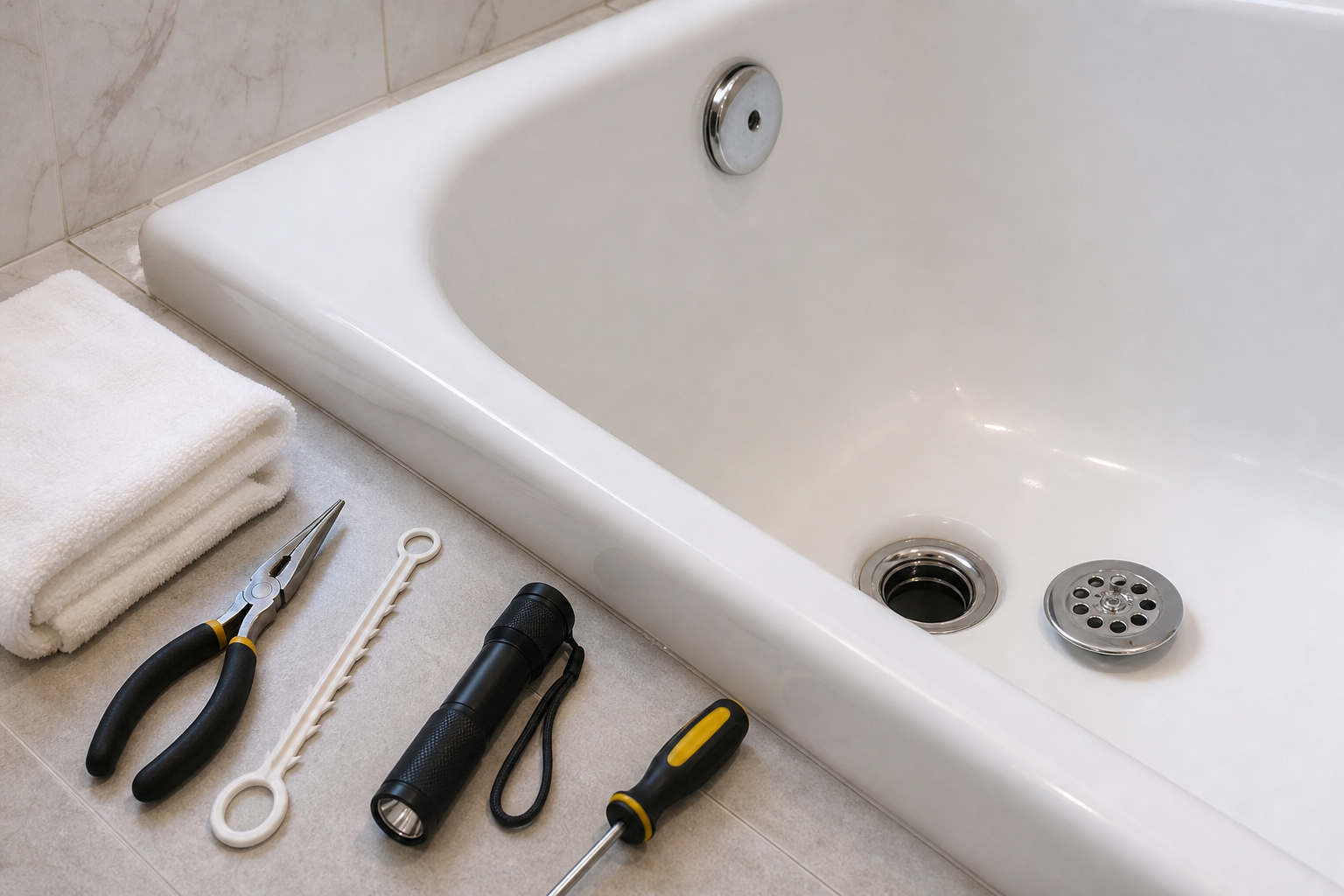 Plumbing scene for Retrieving Objects From Bathtub Drains: Safe Boundaries