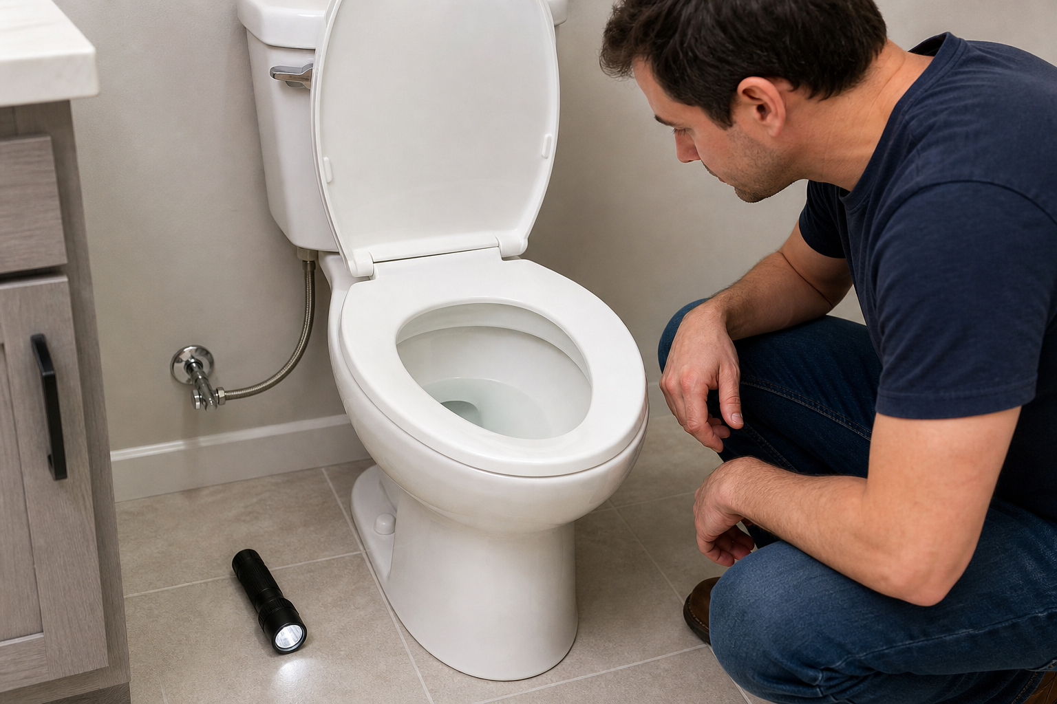 Plumbing scene for Why Toilet Bowl Water Drops Without a Visible Leak