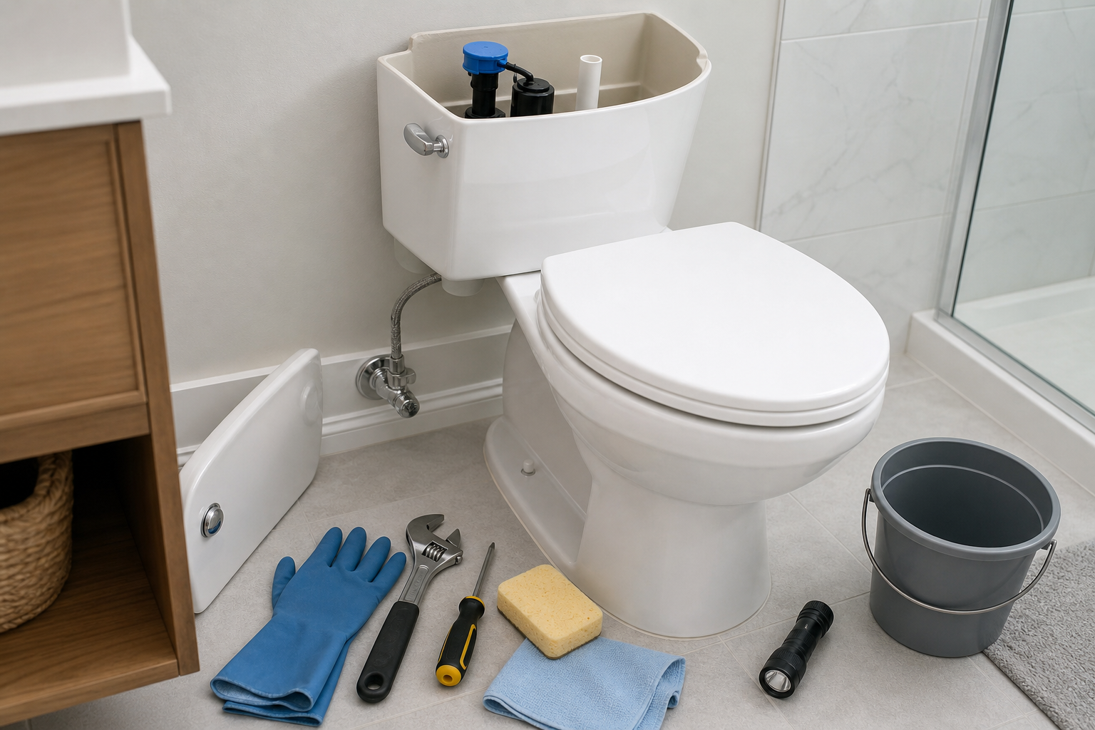 Plumbing scene for Toilet Maintenance Checklist: Safe Monthly and Seasonal Checks