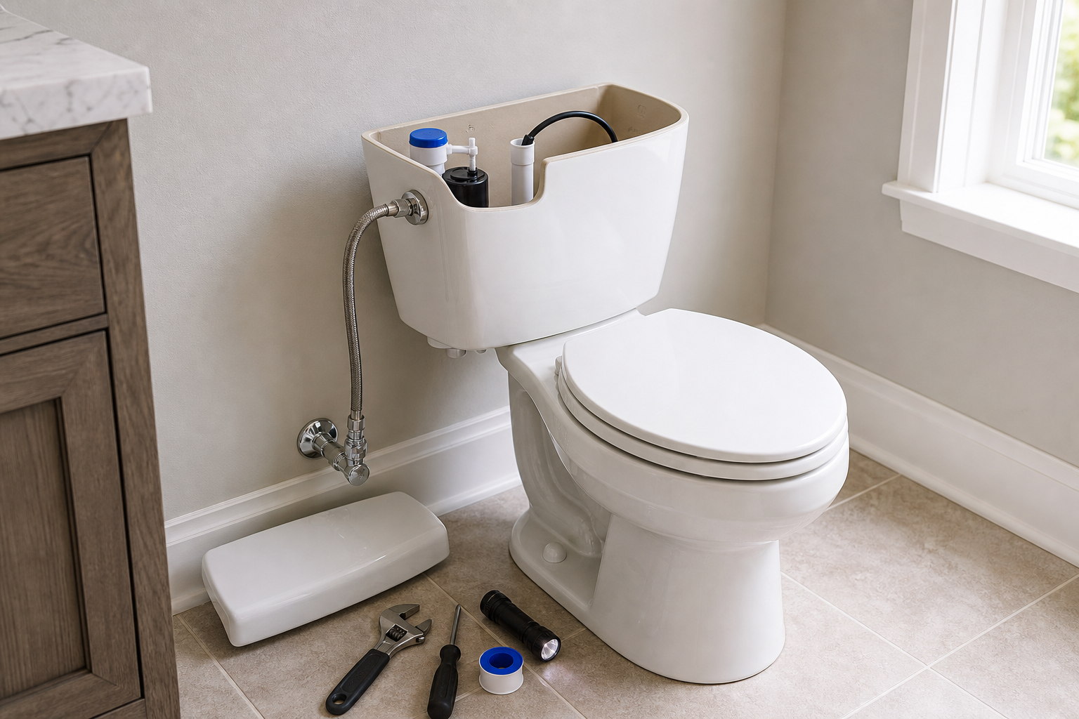 Plumbing scene for Toilet Making a High-Pitched Noise When Not in Use: What It Means