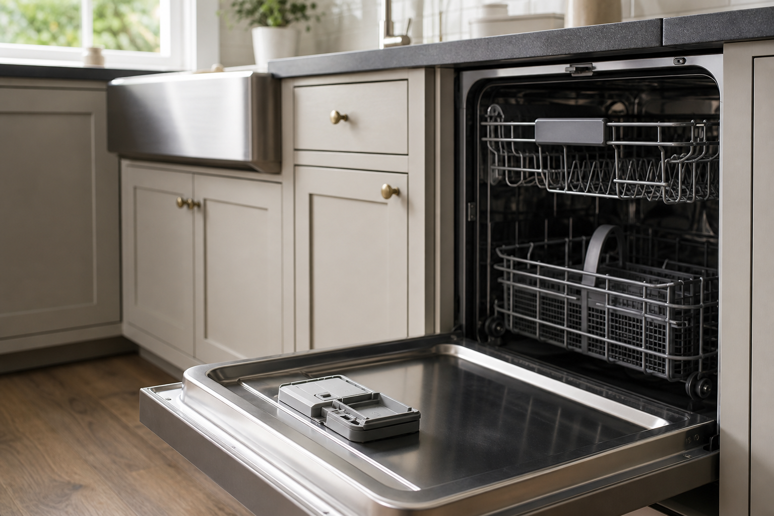 Plumbing scene for Dishwasher Soap Dispenser Not Closing: Safe Checks Before Service