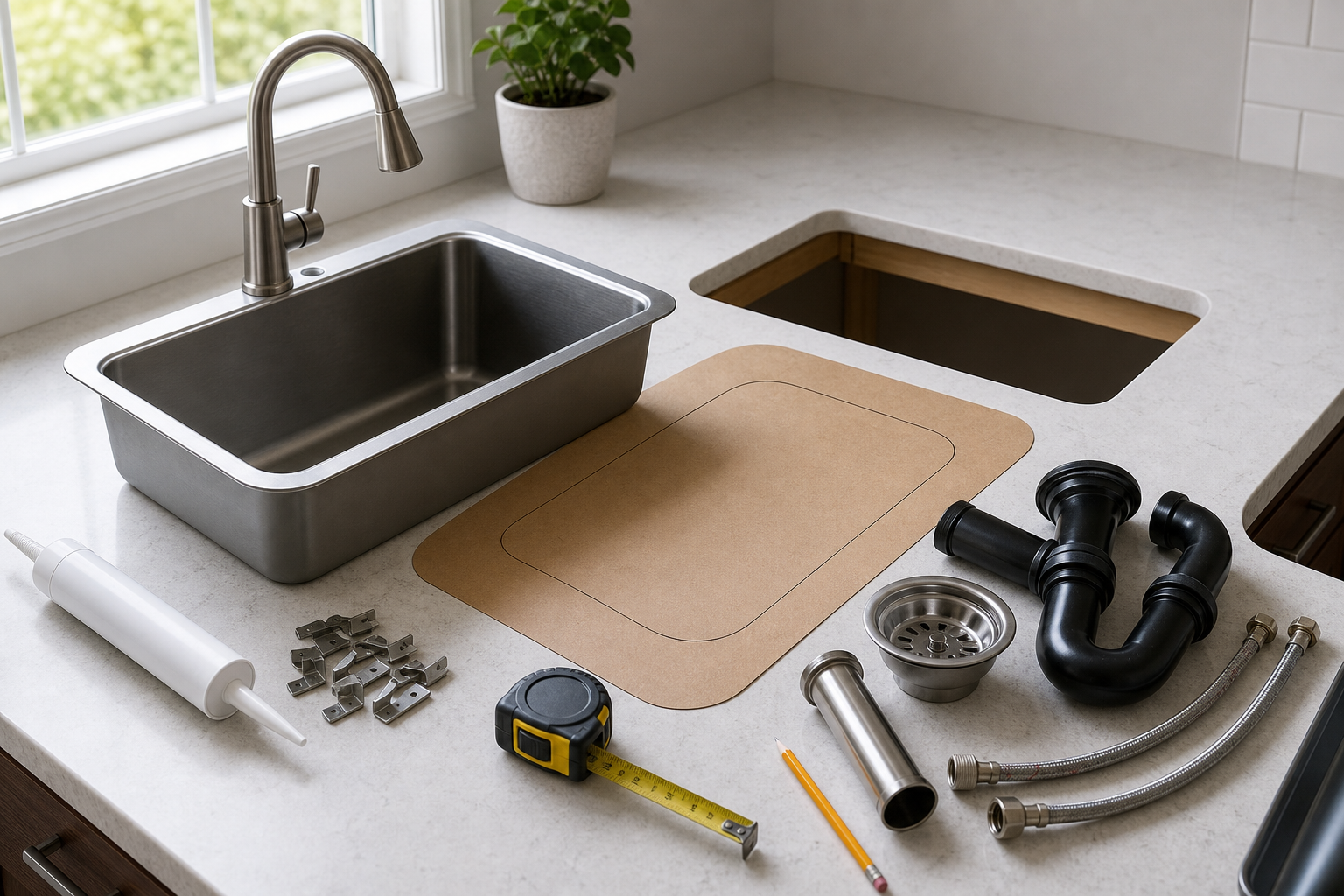 Plumbing scene for What Is a Dual-Mount Sink? Fit and Countertop Planning