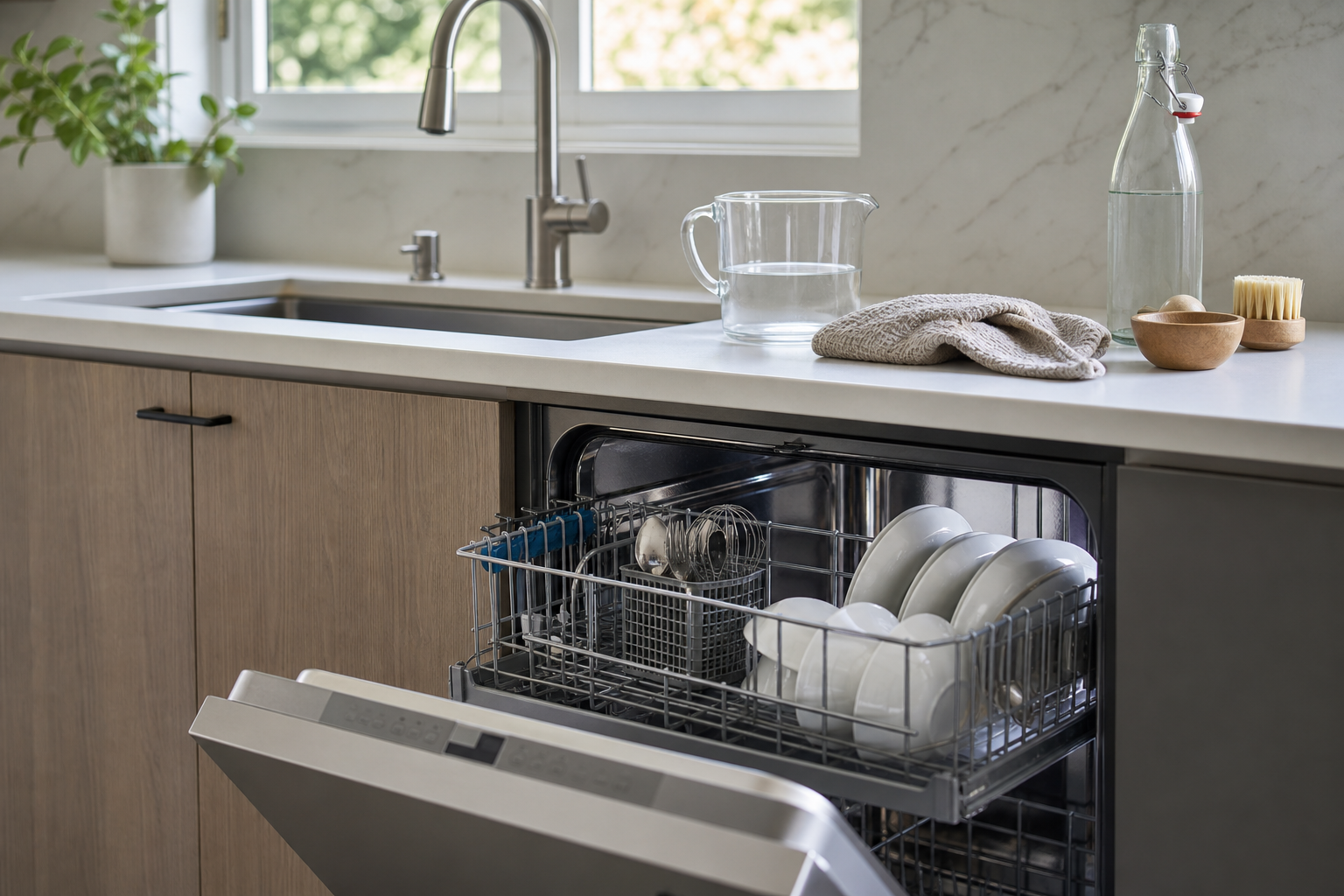 Plumbing scene for Using Vinegar in a Dishwasher: Label and Manual Cautions